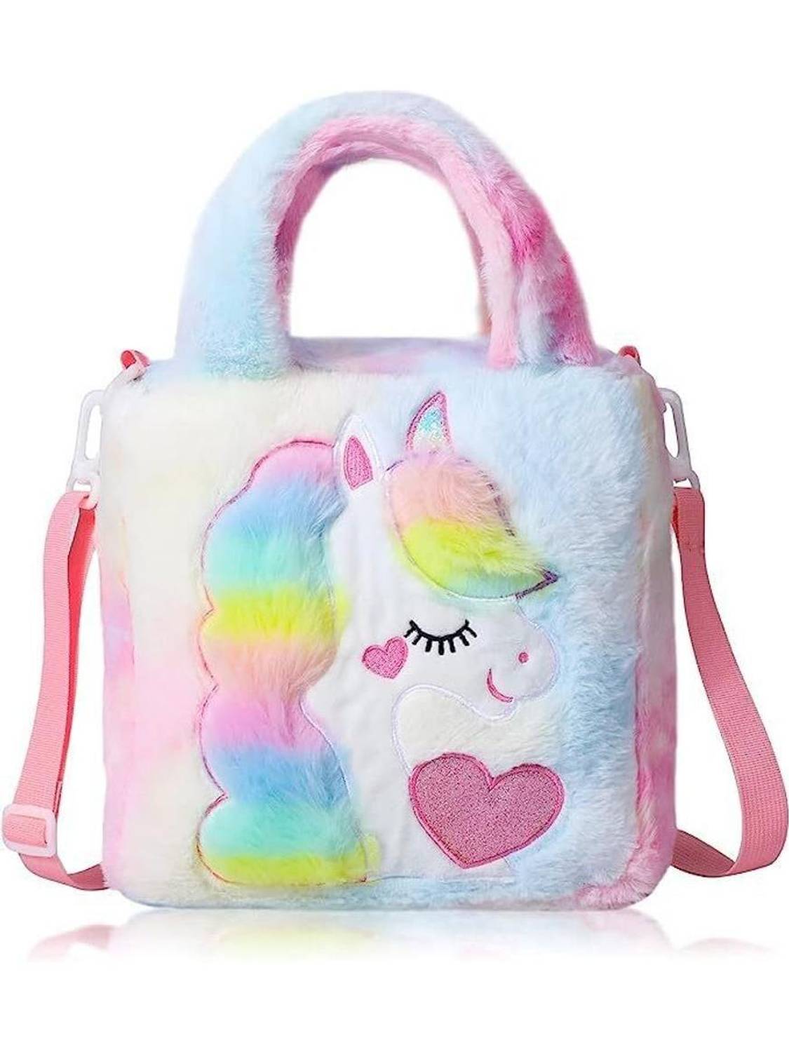 AGC Unicorn Crossbody Cute Unicorn Purse Shoulder Bag Soft Fluffy Plush Handbag Cum Waterproof Sling Bag