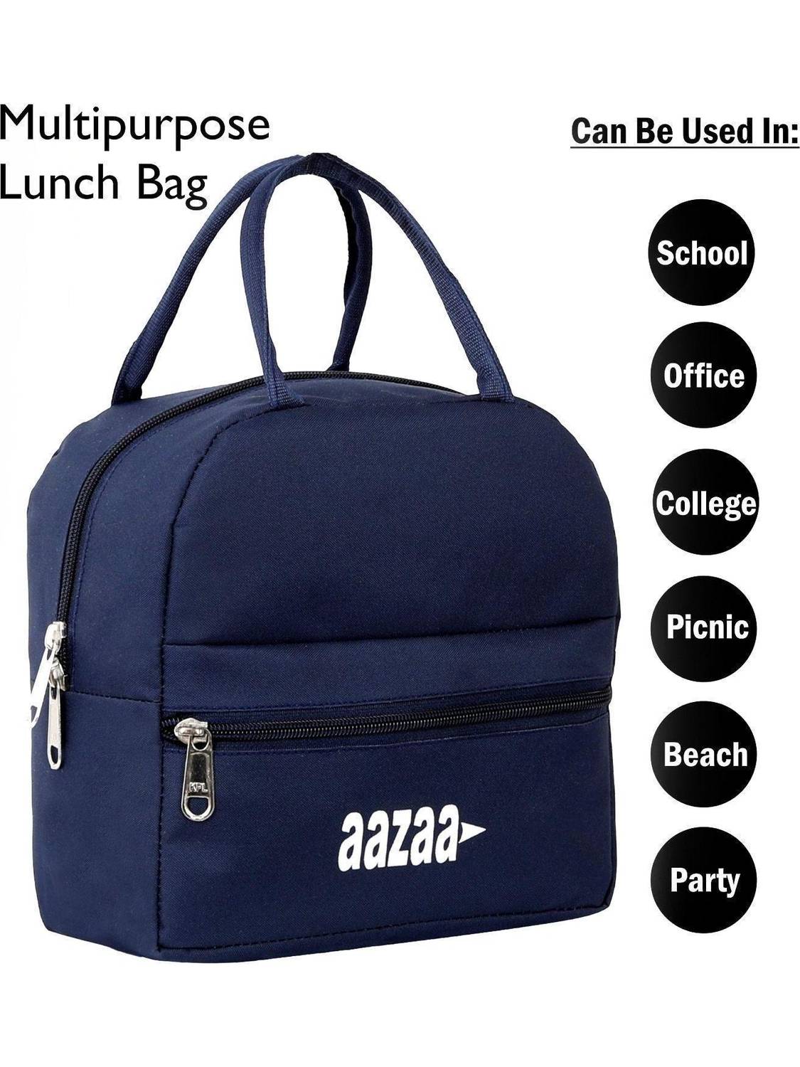 AAZAA Insulated Men, women,kids TIFFIN, Lunch Bag school, picnic Travel 6L DARK BLUE Waterproof Multipurpose Bag