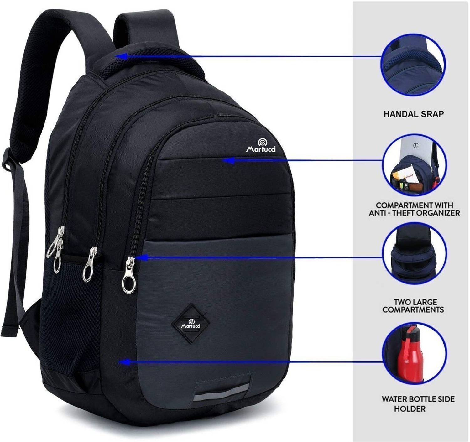 Martucci H F Laptop Waterproof School Bag Black - Image 4