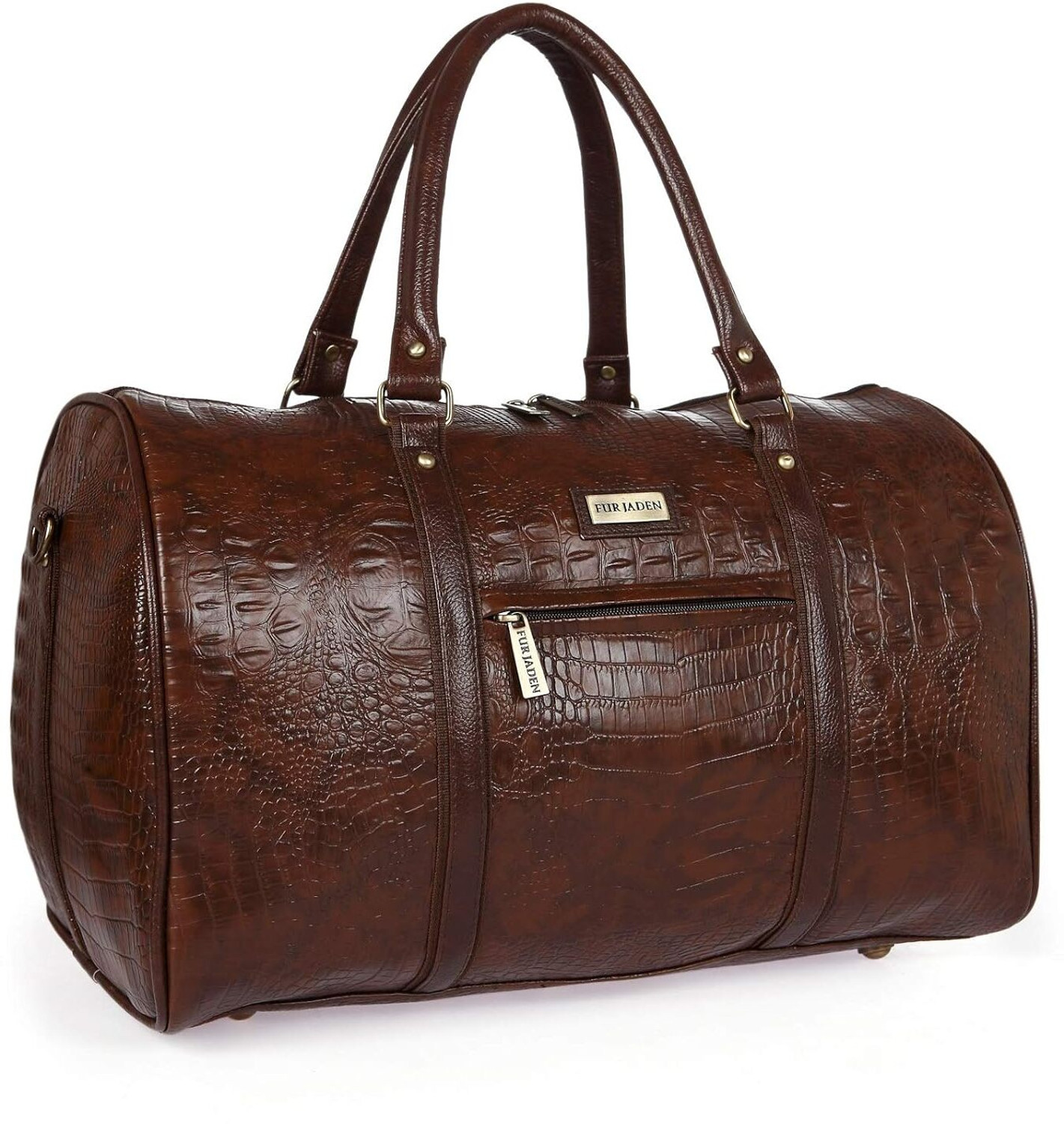 Image of FUR JADEN Textured Leatherette Weekender Stylish and Spacious Duffle Bag for Travel Duffel Without Wheels