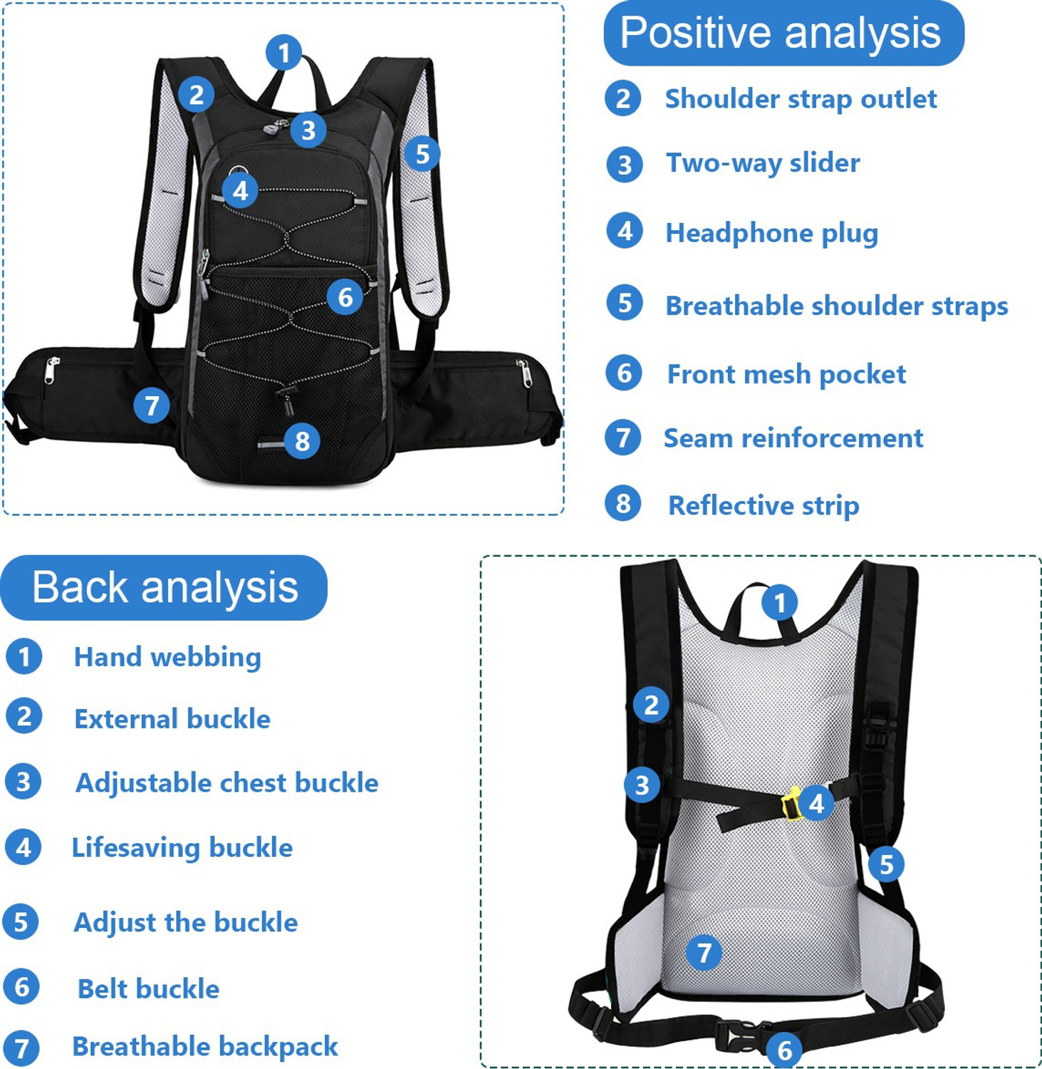 Image of HASTHIP Hydration Backpack with 2L Hydration Bag for Hiking Cycling Hydration Pack