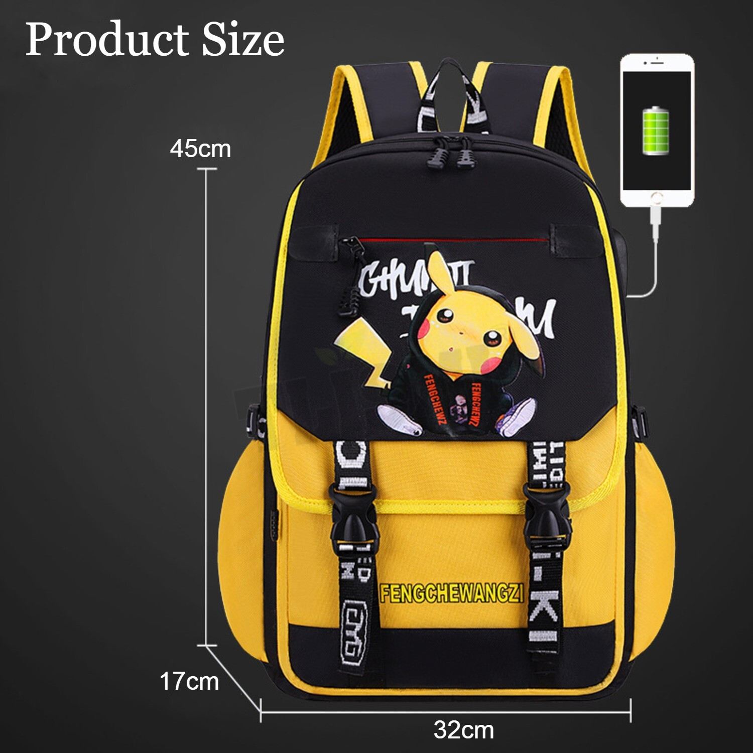 Image of Tlismi Cute Anime Cartoon Print School Bag with USB for Boys & Girls Waterproof Shoulder Bag
