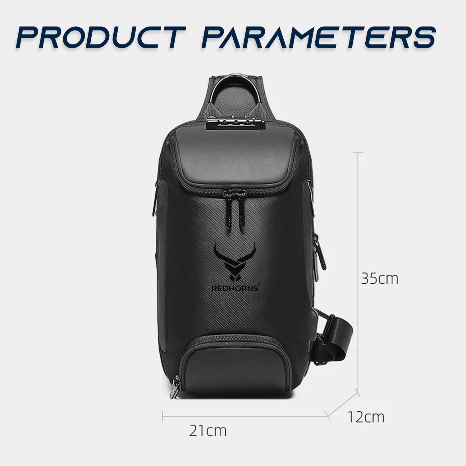 Image of REDHORNS Waterproof Crossbody Chest Bag for Men & Women with USB Charging Port Travel Waterproof Sling Bag