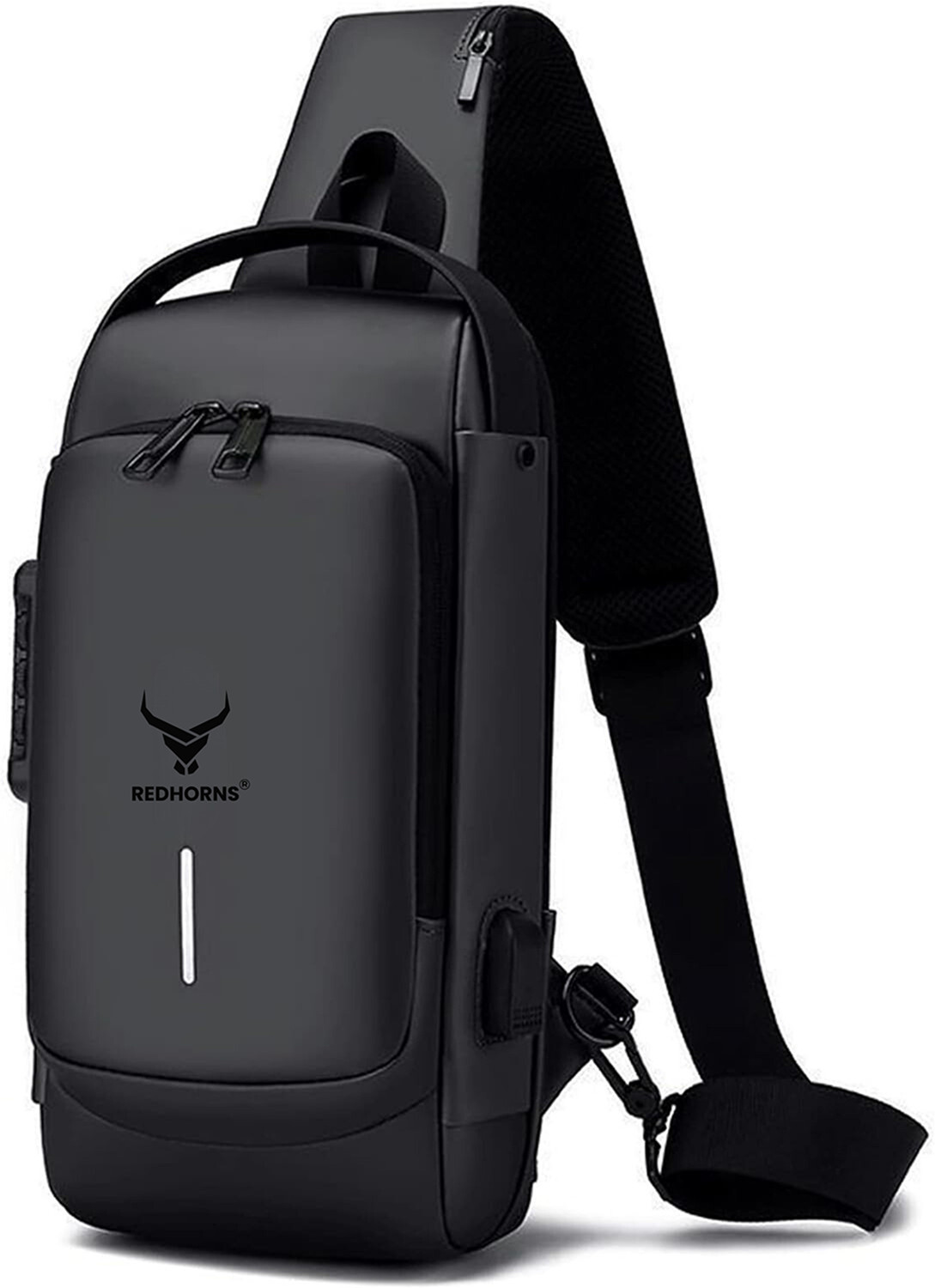 REDHORNS Waterproof Crossbody Chest Bag for Men & Women with USB Charging Port Waterproof Sling Bag