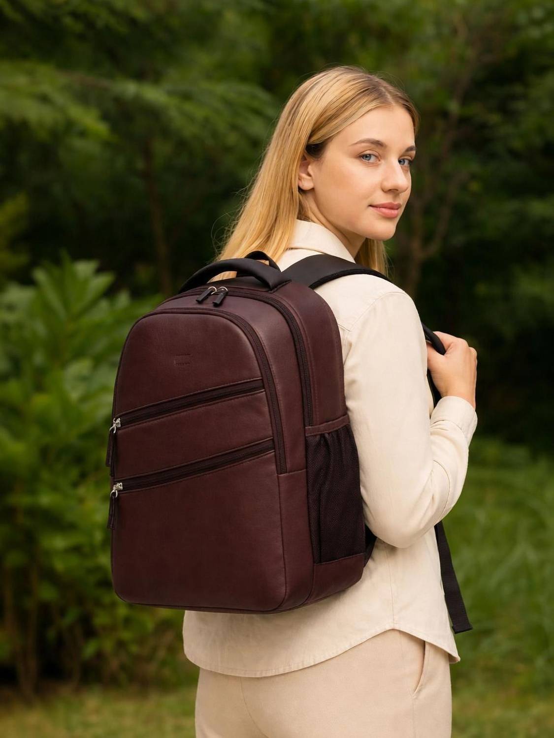 Airwin Premium Leather Backpack Stylish & Durable Perfect for Work, Travel & Daily Use 25 L Laptop Backpack