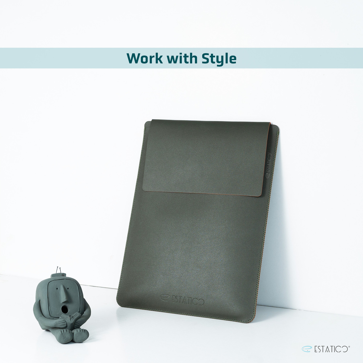 Image of ESTATICO 2 in 1 PU Leather Sleeve, Desk Mat & Mouse Pad Laptop Sleeve Laptop Sleeve /Cover