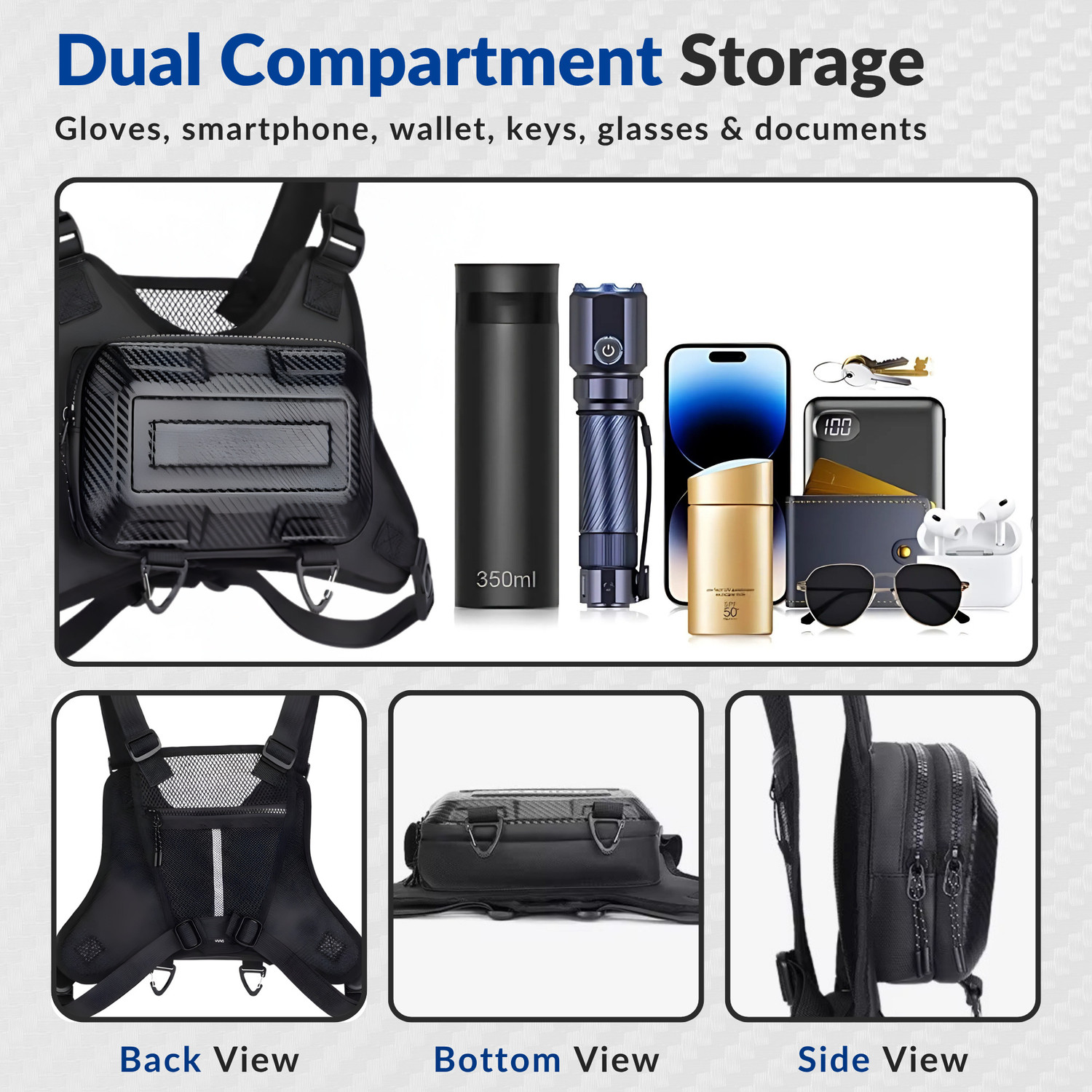 Image of Dr FITZY Tactical Chest Bag For Men, Running, Riding, Hiking, Cycling & Biker Bag Vest Waterproof Multipurpose Bag