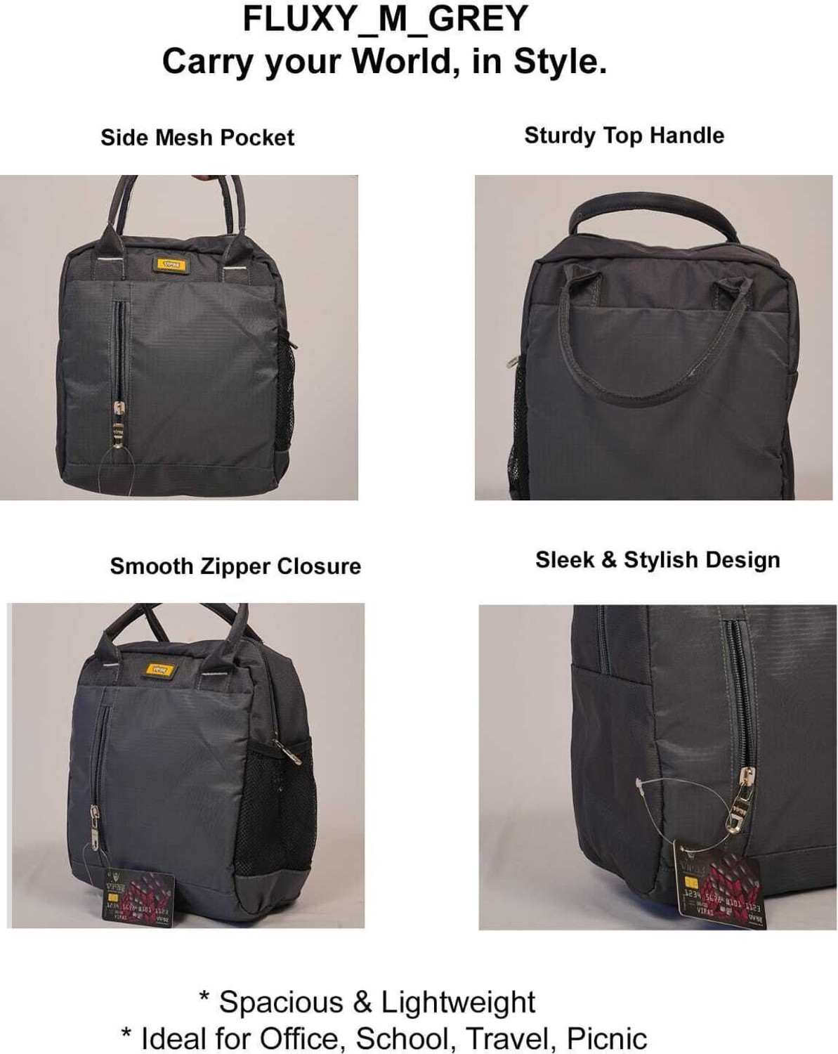 Image of Viras FLUXY Lunch Bag |Spacious, Durable, Leakproof, Reusable Waterproof Lunch Bag Waterproof Lunch Bag