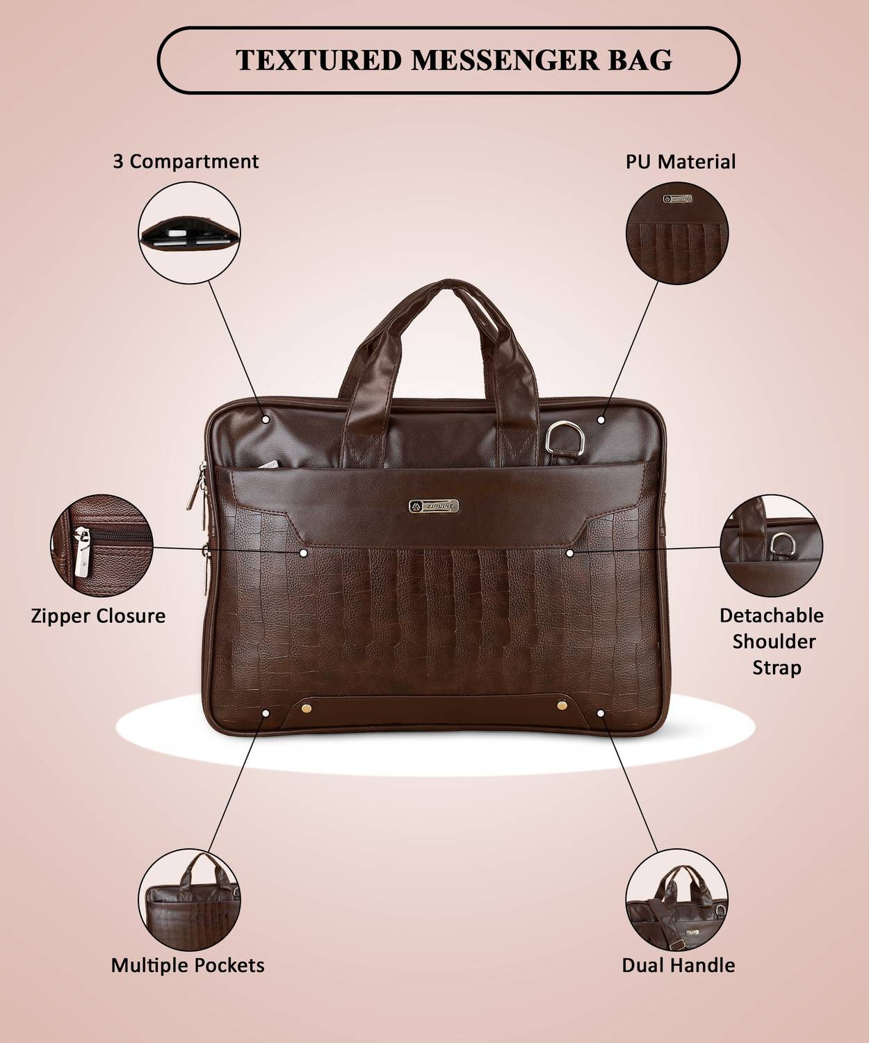 Flipkart.com | ZIPLINE Faux Leather Laptop Office Bag For Men