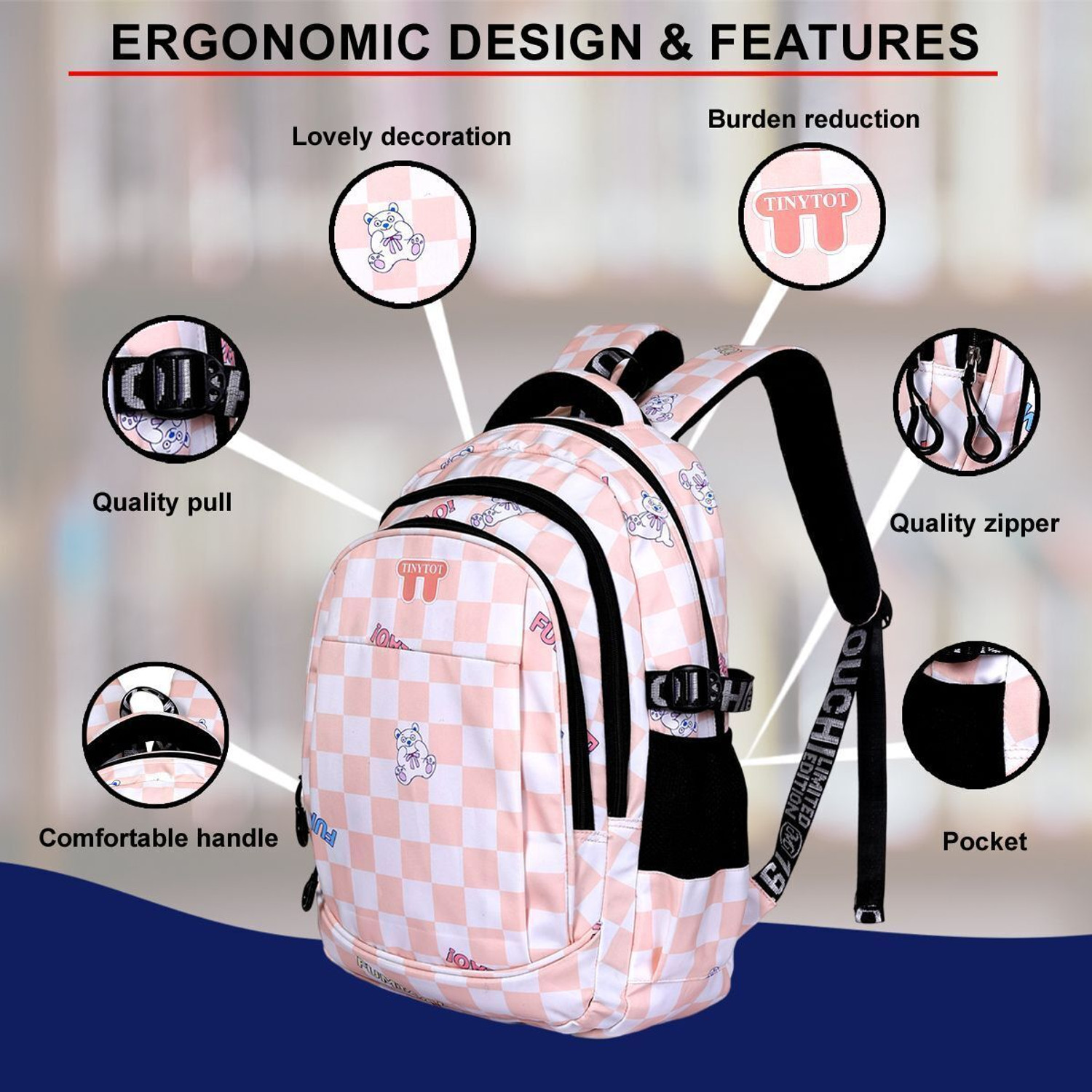 Image of Tinytot SB149 03 School Backpack College Bag Travel Bag 2nd Standard onward Waterproof School Bag
