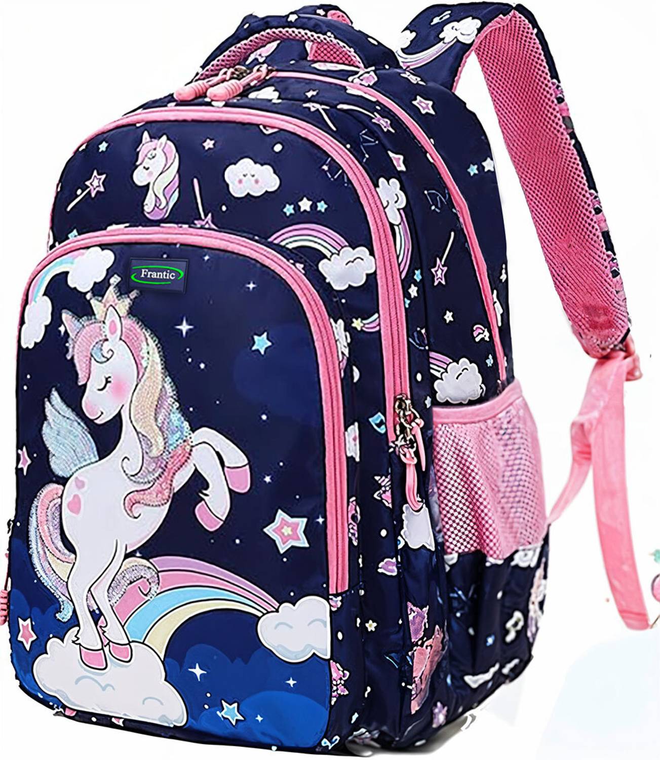 Frantic Kids School Backpack Blue_Dancing_Unicorn Waterproof Backpack