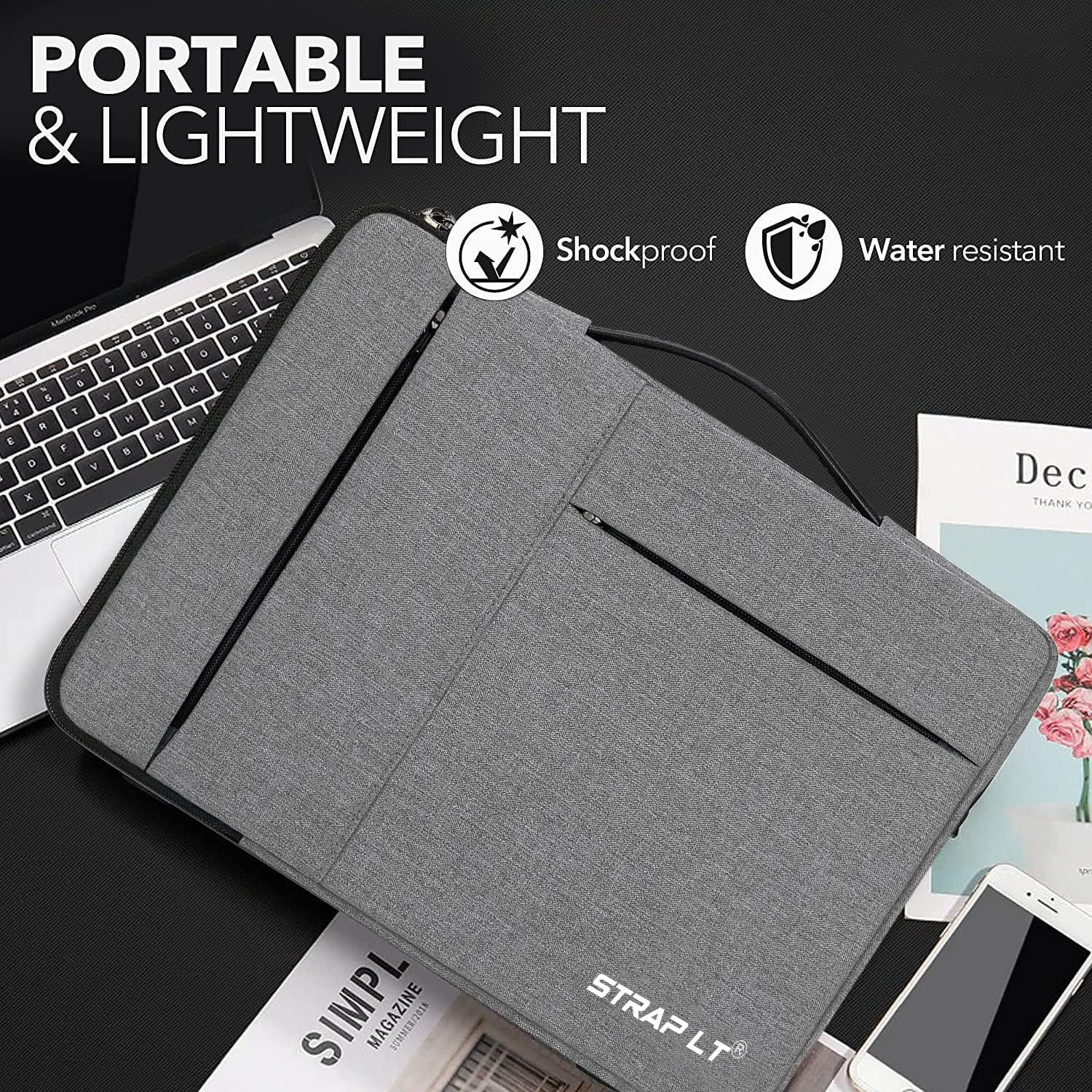 Image of Straplt 15.6-16 Inch Protective, Laptop Sleeve Bag Case Cover with Stretchable Handle Waterproof Laptop Sleeve /Cover