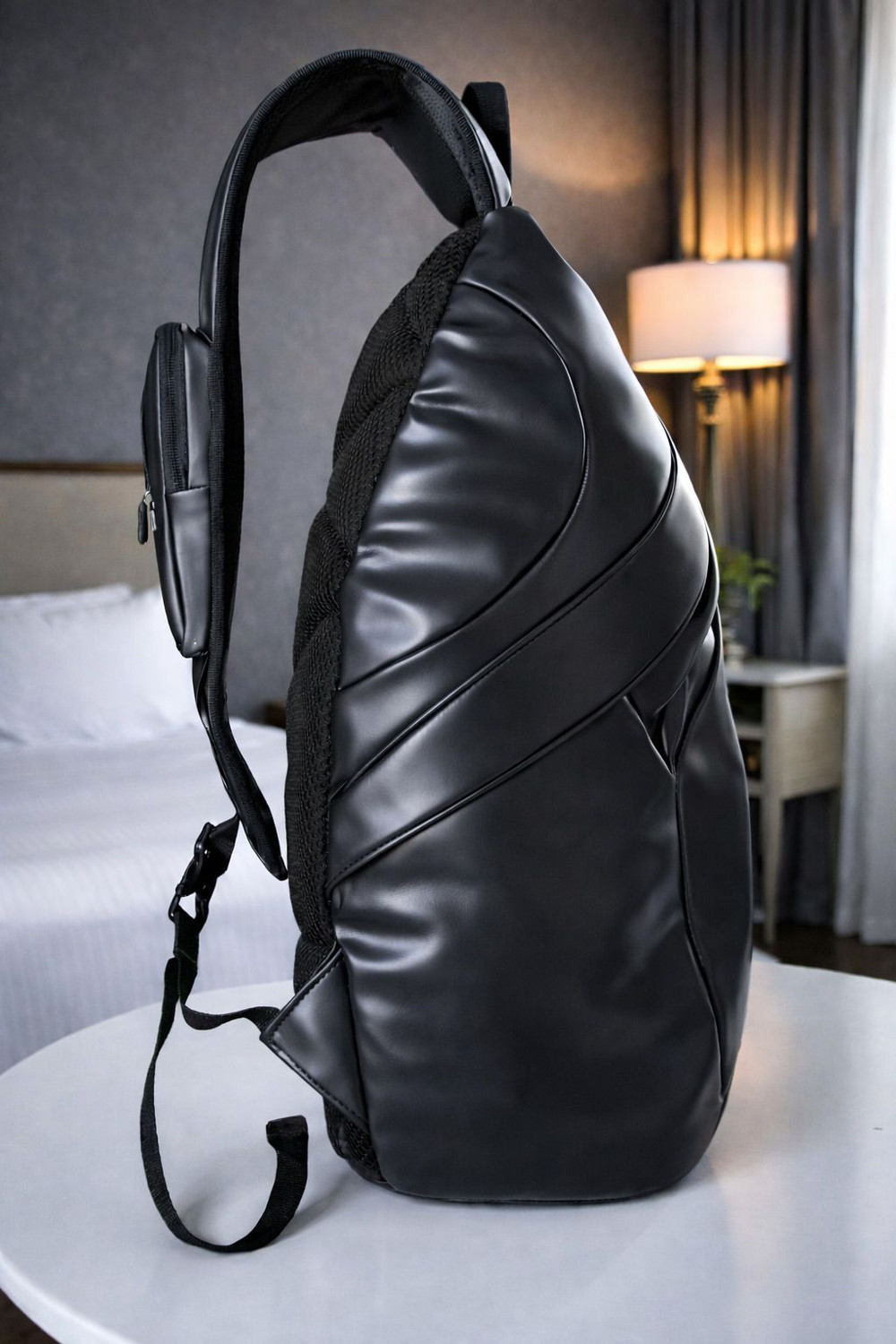 Image of Wildmoda Premium Faux Leather Cross Body Backpack for Travel, College, Tuition etc. Waterproof Backpack