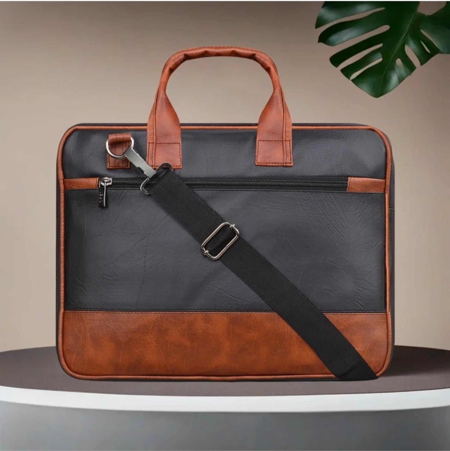 Image of Casmora Office Laptop Shoulder Black Briefcase | Business & Travel Handbag Waterproof Messenger Bag