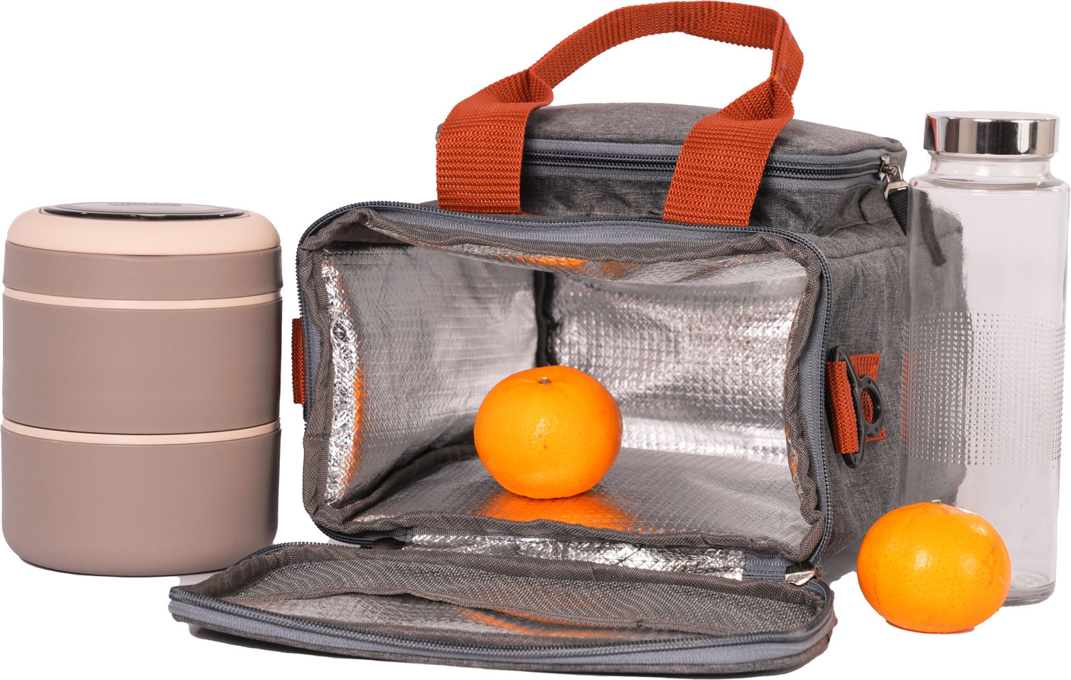 Image of D'Vara Office Insulated lunch bag for Men & Women (9.2L) Grey Waterproof Lunch Bag