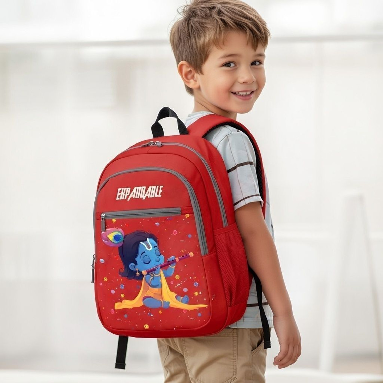 Image of Expandable KRISHNA RED School Bag