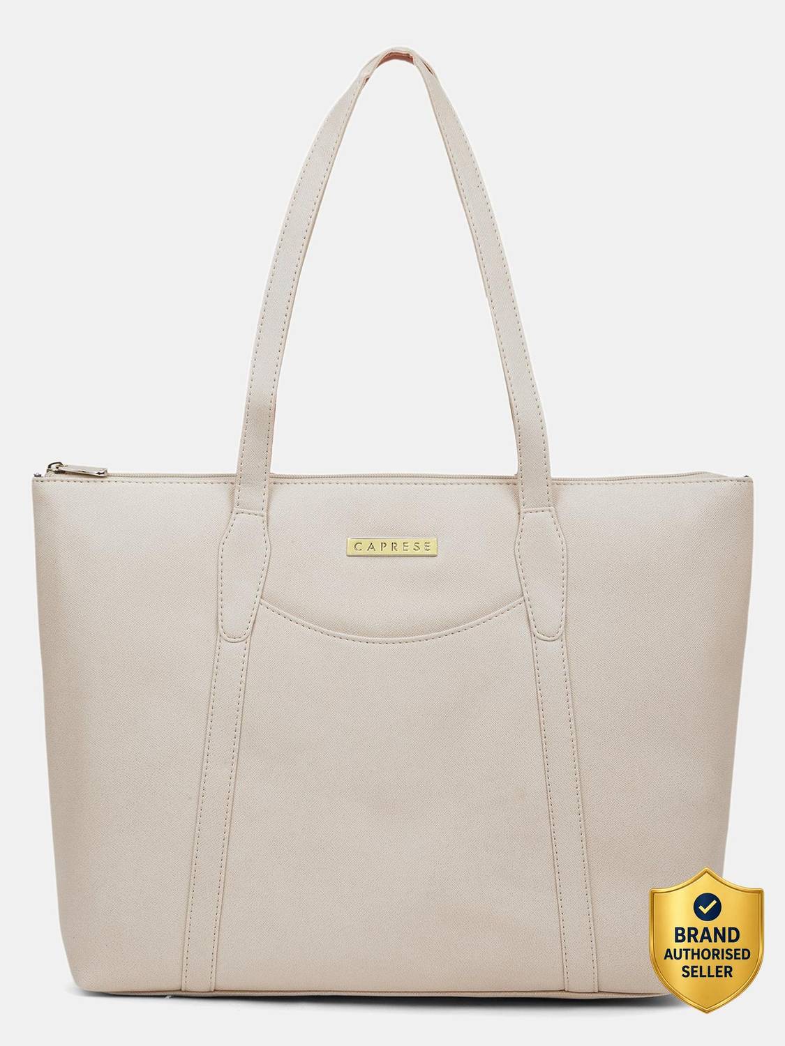 Caprese Jimny Laptop Compatible Tote Large Off White Bag for Women Laptop Sleeve/Cover