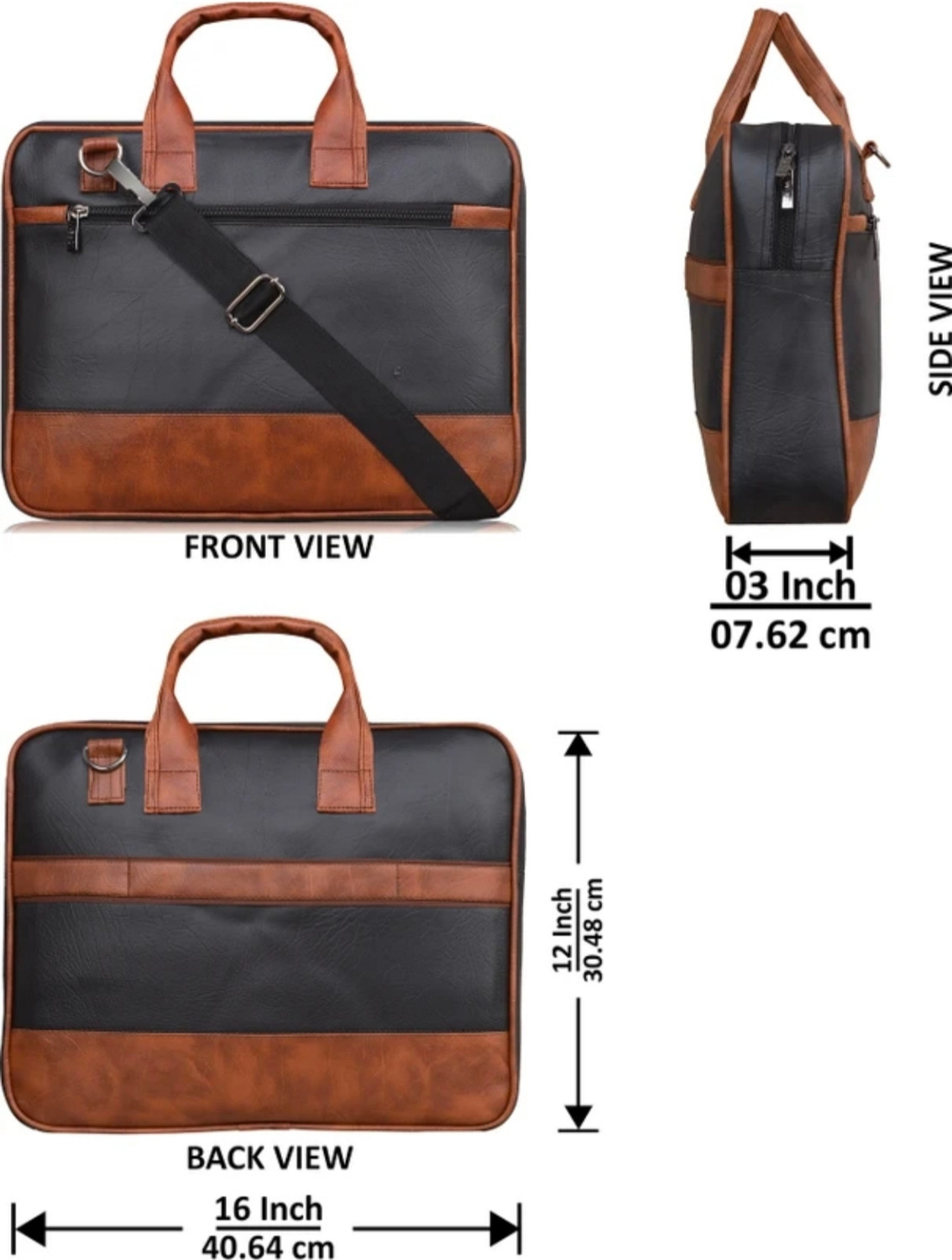 Image of Casmora Office Laptop Shoulder Black Briefcase | Business & Travel Handbag Waterproof Messenger Bag