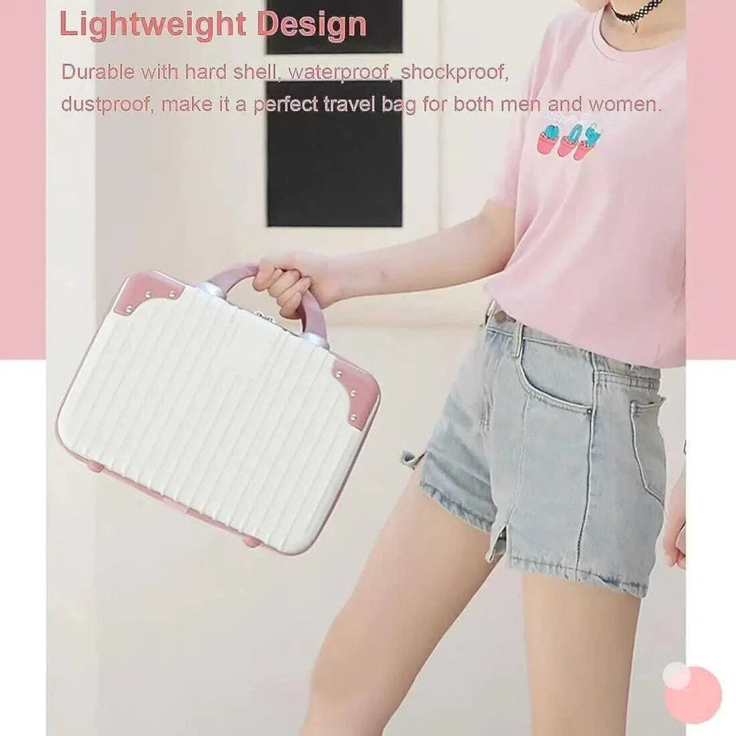 Image of ENNCOZY Portable Makeup Travel Case Hand Luggage Mini ABS Carrying Suitcase Waterproof Multipurpose Bag