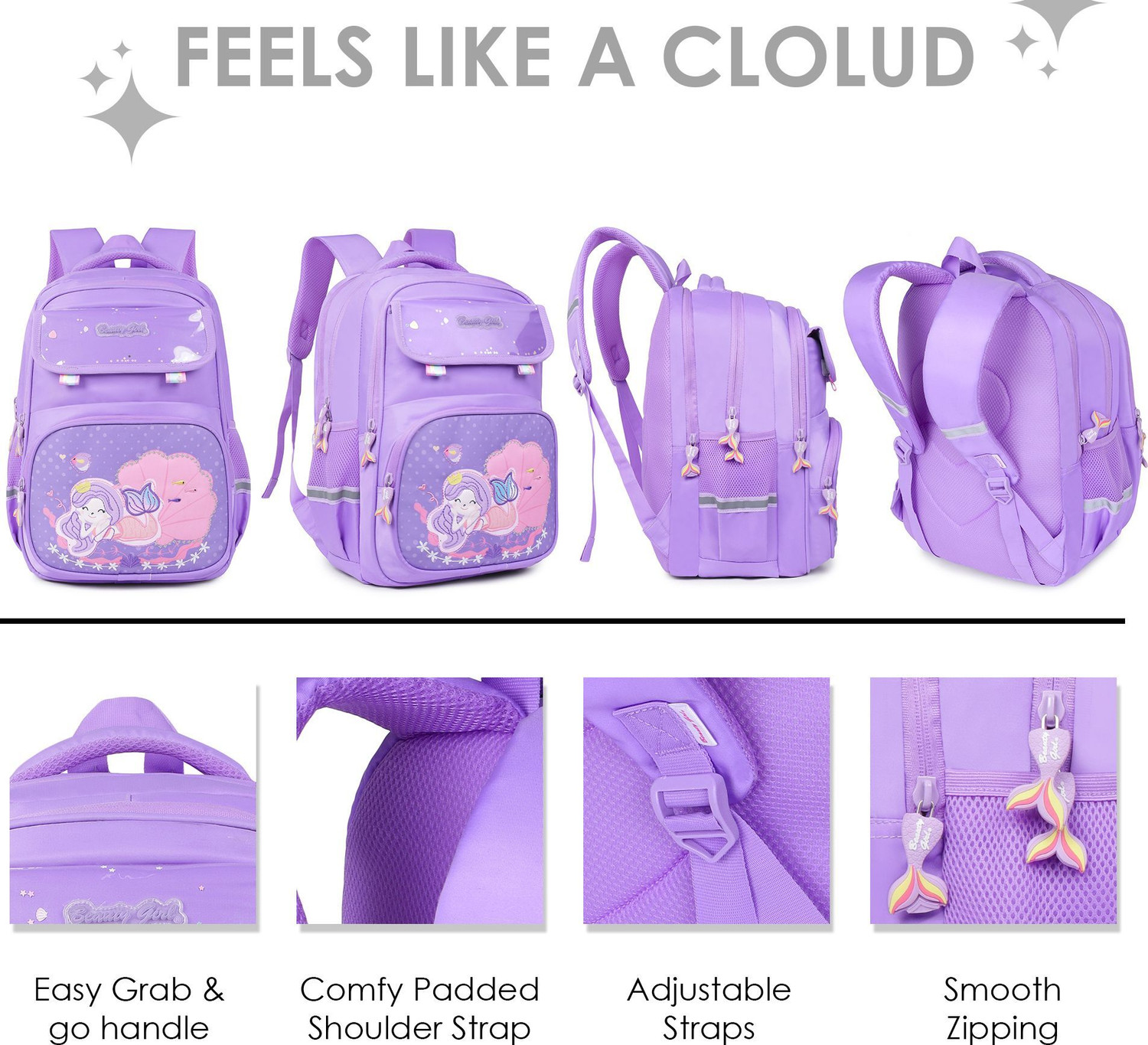 Image of BEAUTY GIRLS BY HOTSHOT|MERMAID 1618|SCHOOL BAG|LARGE SIZE|TUTION BAG|BACKPACK|FOR GIRLS School Bag