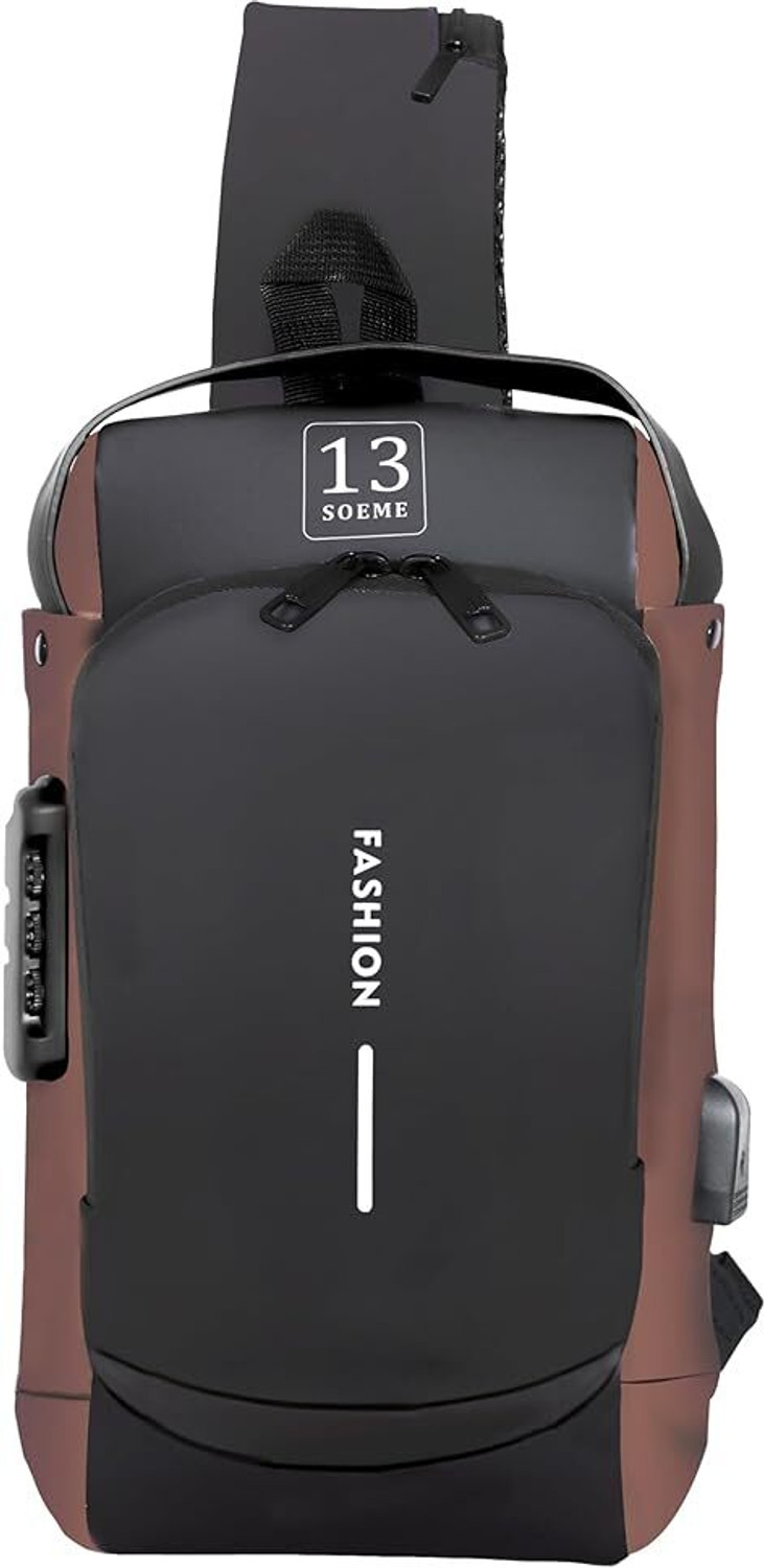 Image of Techmaze Men's High-Grade Password Lock Chest Bag Portable Men's Bag Motorcycle Bag Chest Waterproof Backpack