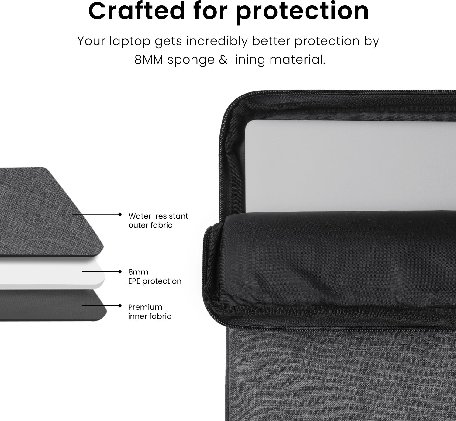 Image of Alifiya Macbook Bag Case with Handle & Charger Pouch for Men and Women Laptop Sleeve /Cover