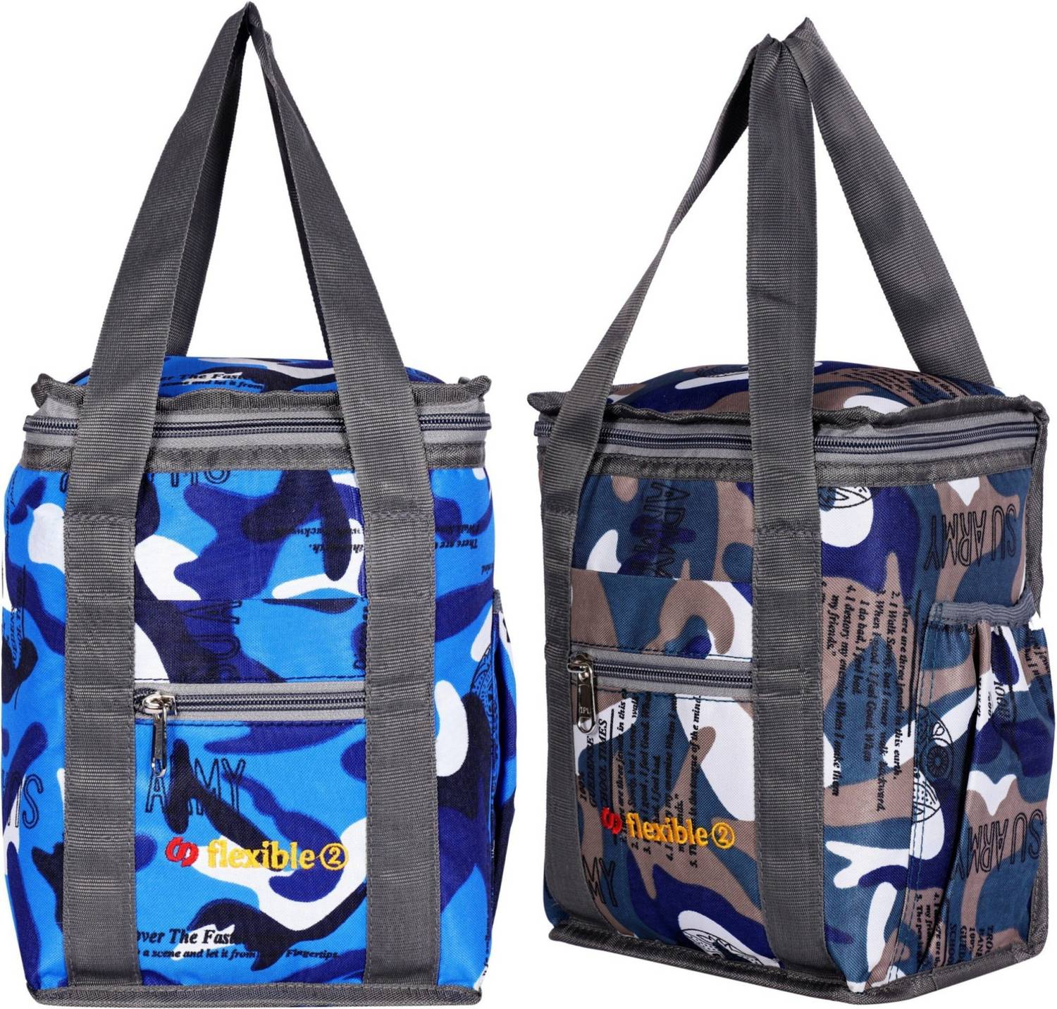Flexible branded premium quality hand lunch bag medium size combo(pack of 2)for both men and women for office,picnic,school or college (Dark blue,blue/10L) Waterproof Lunch Bag