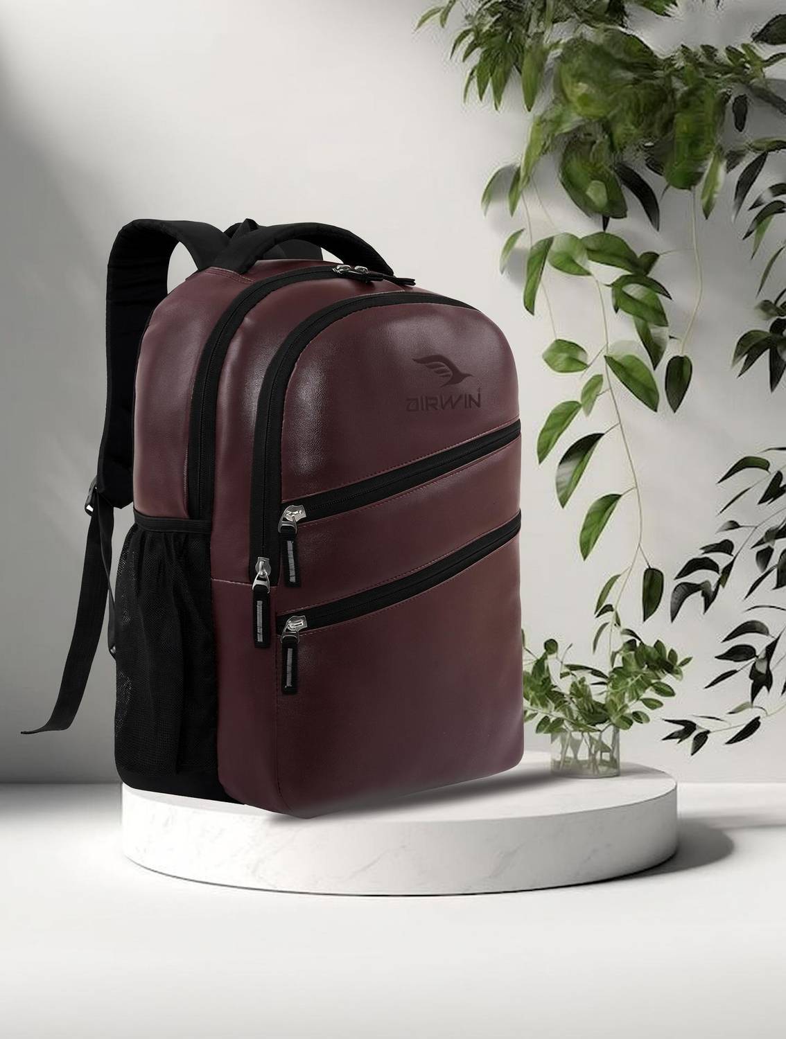 Airwin Leather for Boys & Girls | 18-inch School Bag with 2 Compartments & 2 Pockets 25 L Laptop Backpack