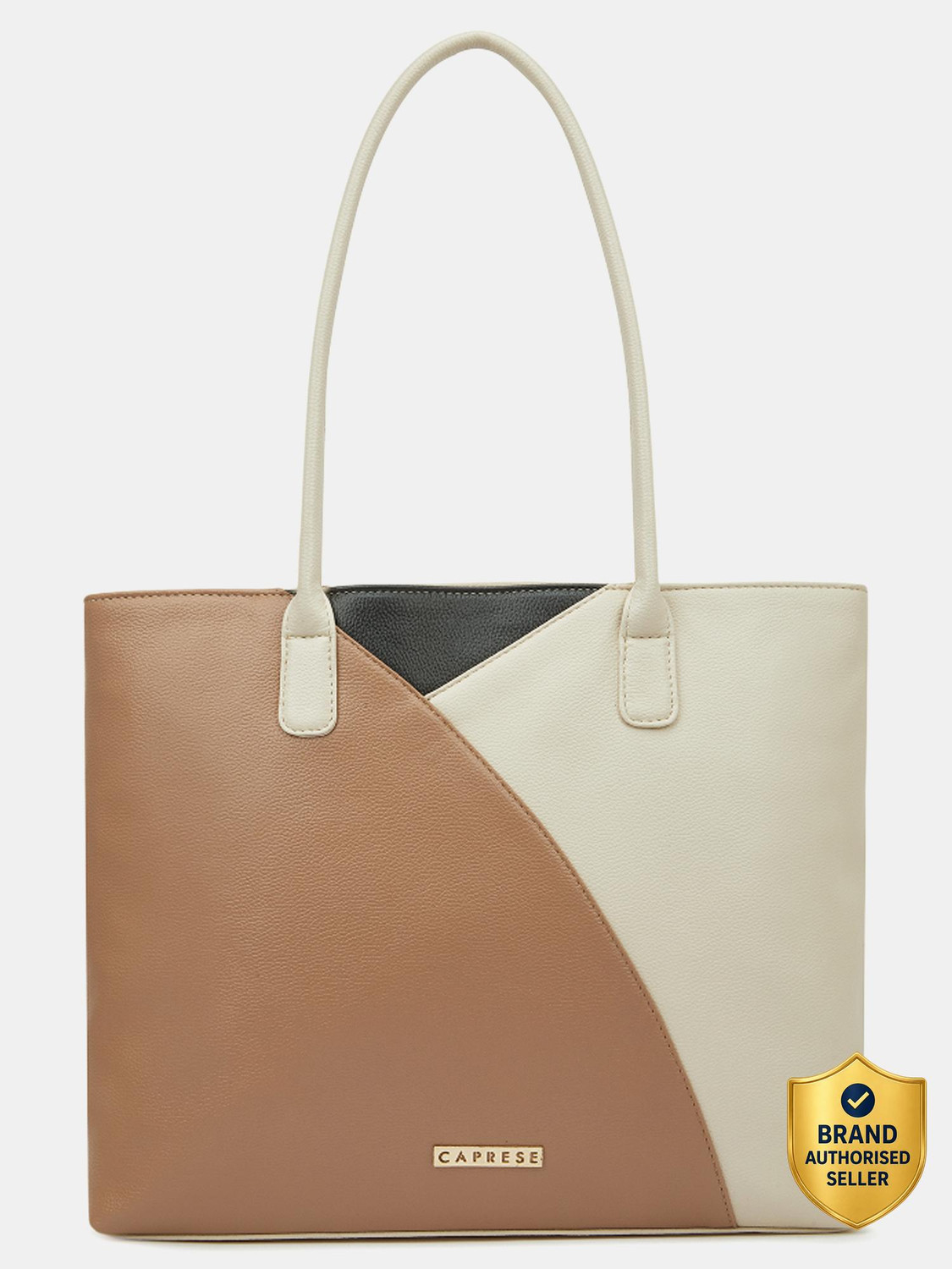 Image of Caprese Toby Laptop Compatible Tote Large Dark Beige Bag for Women Shoulder Bag