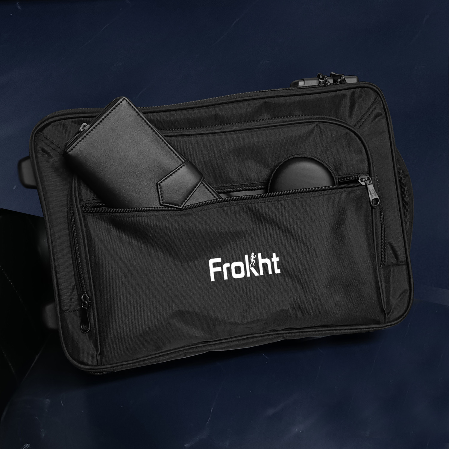 Image of frokht Business Trolley Bag 1K Danier Black Overnighter Laptop Trolley Case Multipurpose Bag (Black, 24 L)