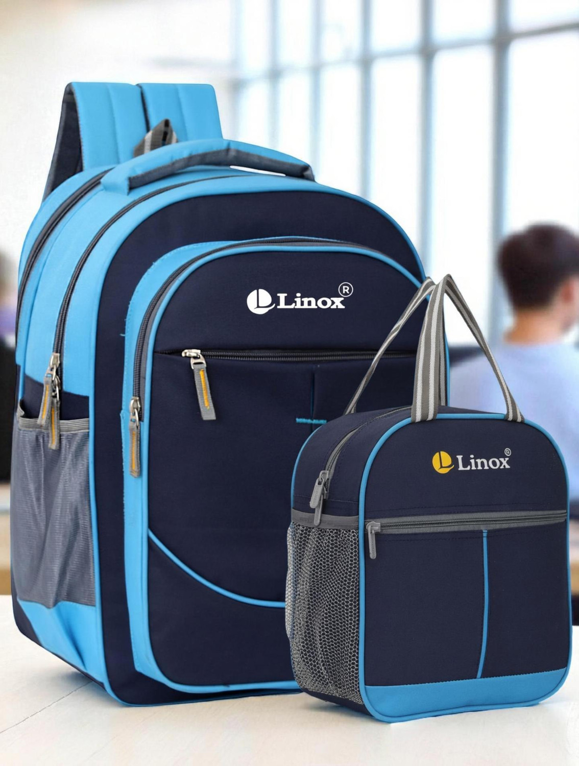 Image of LINOX Backpack, School bag & Lunch Bag - Durable & Stylish for Kids (1st to 5th) Waterproof School Bag