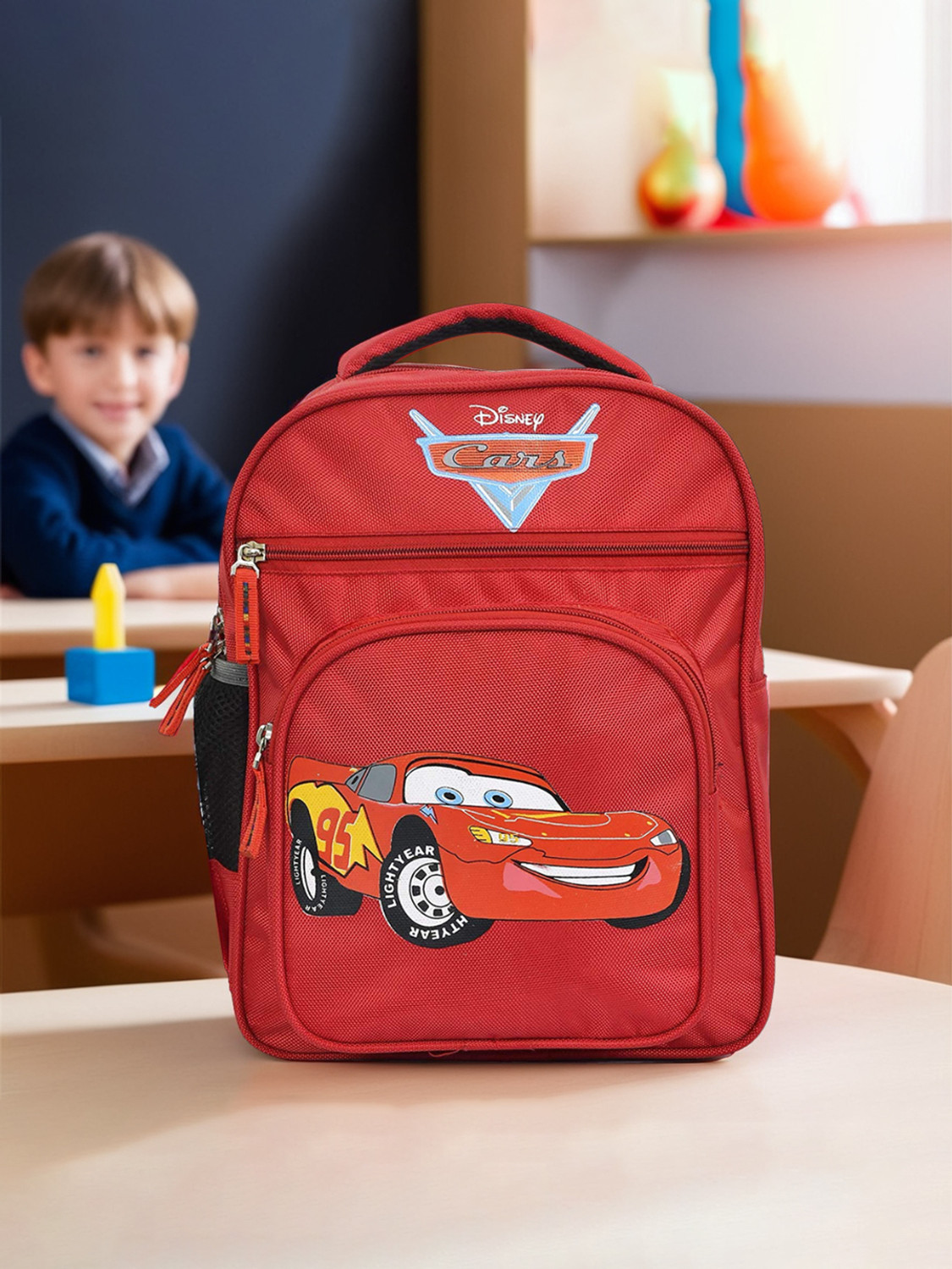 Image of HOMESTIC by Kuber Industries Disney Cars Print 14 inch Waterproof Polyster School Bag /Backpack for Kids (Red) School Bag
