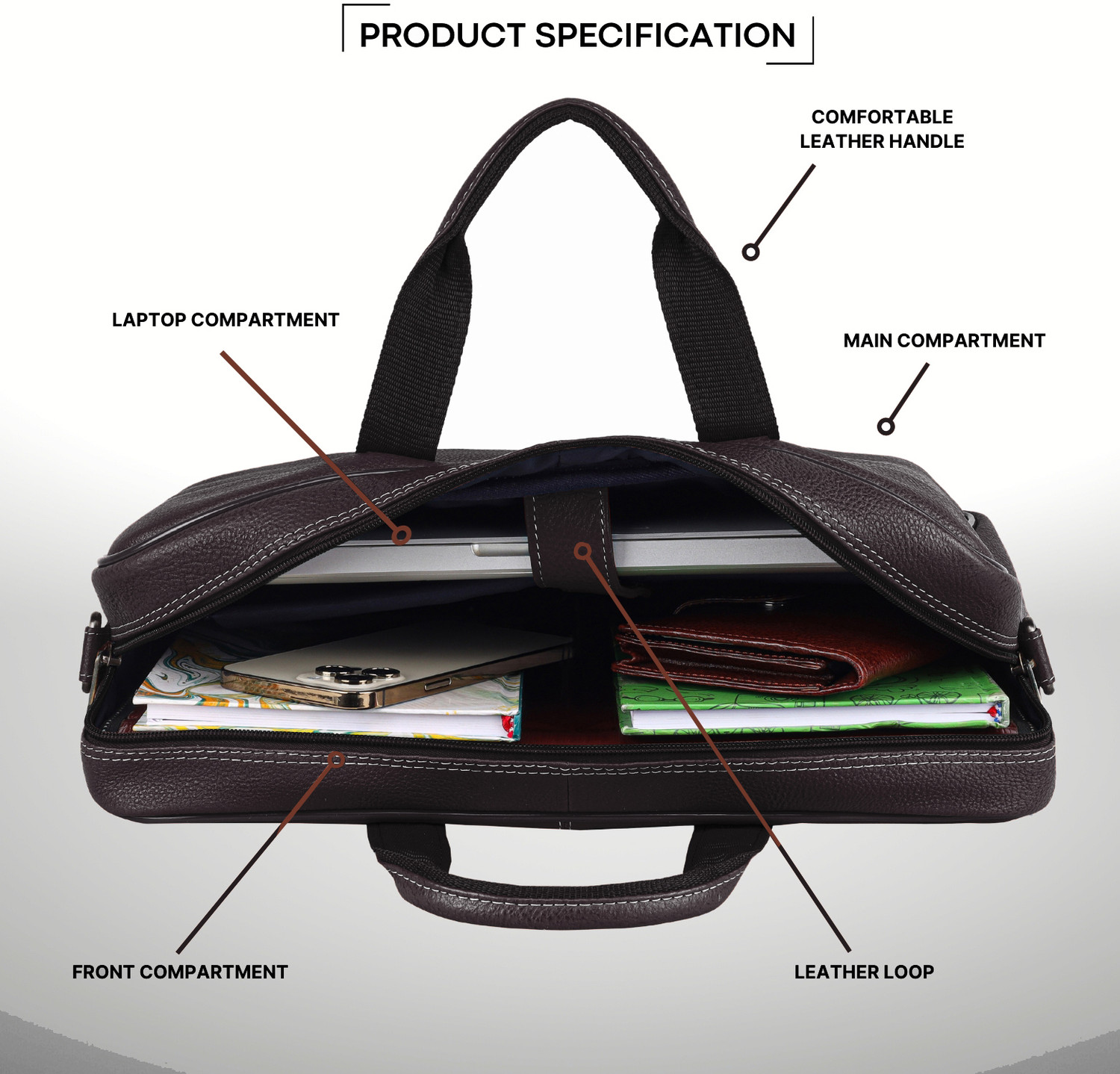 Image of WILDHORN Genuine Leather Laptop Messenger Bag for Men Messenger Bag