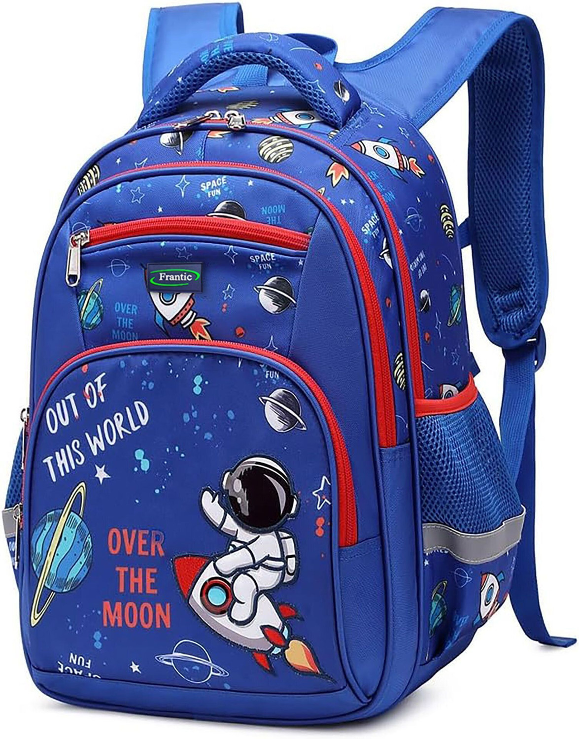 Image of Frantic Printed Kids School Bag for Daily Use(4Zipper Blue Moon 25 Print 1M) Waterproof Backpack