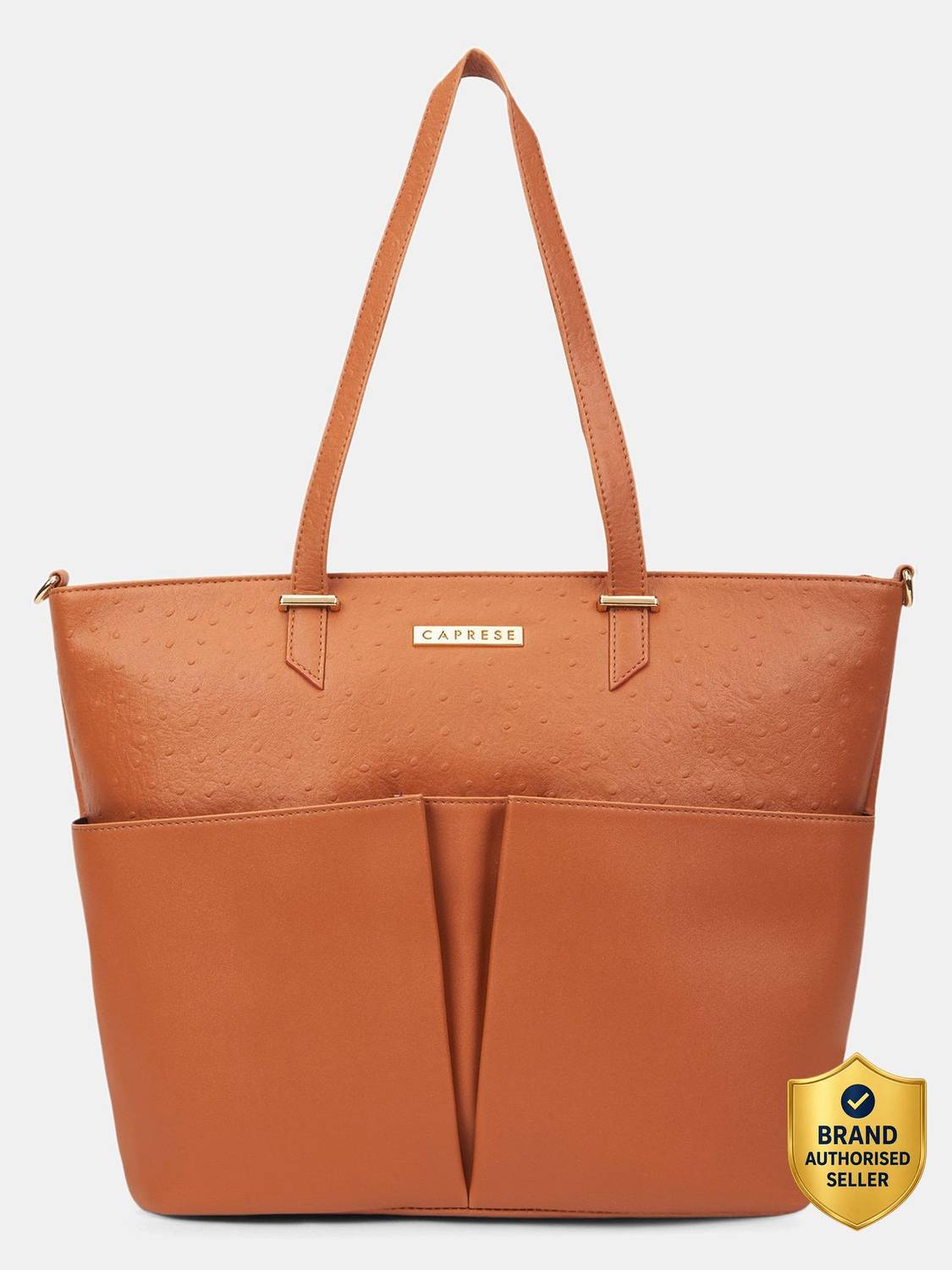 Caprese Ostrich Tote Large Tan Bag for Women Shoulder Bag