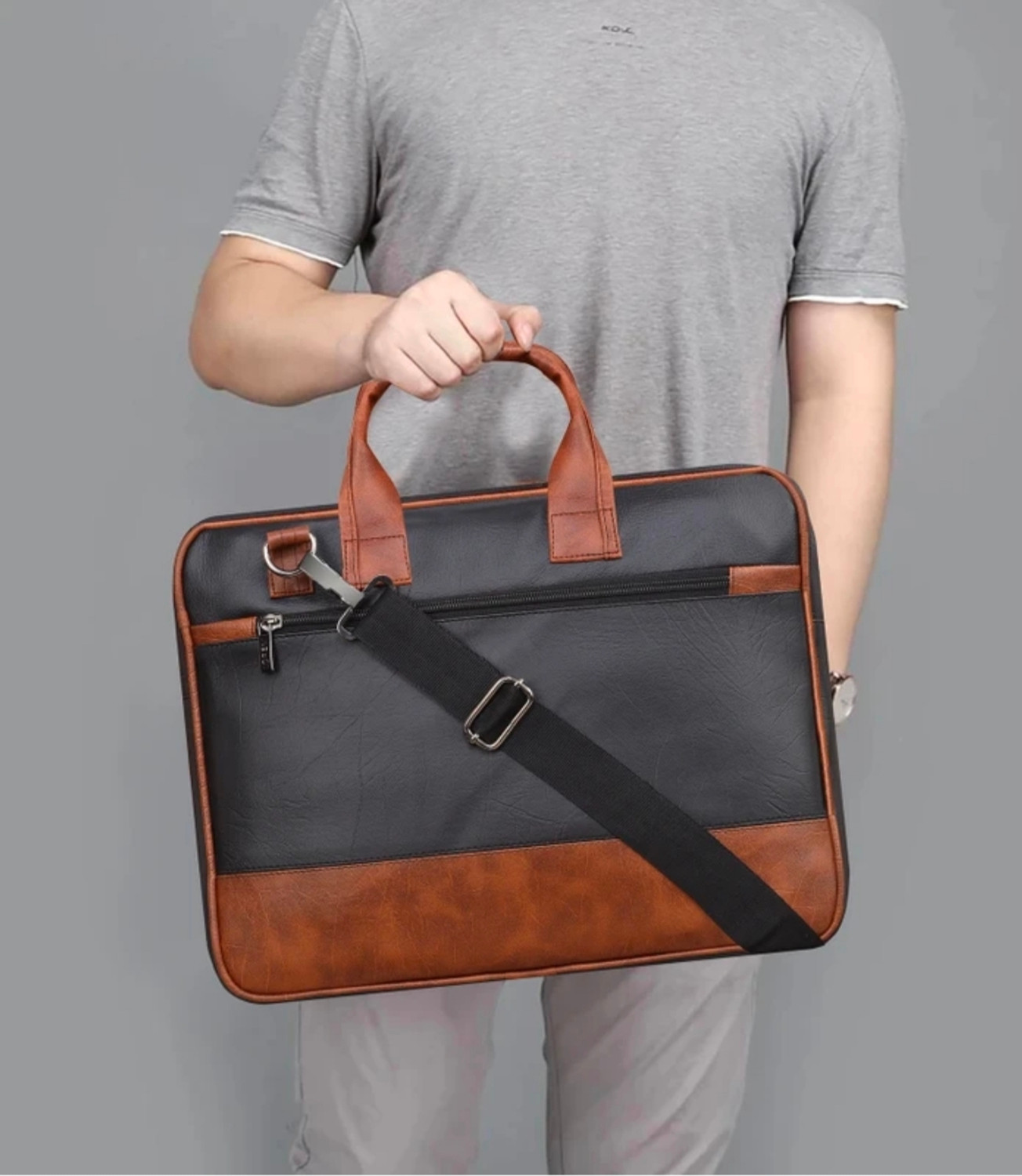 Image of Casmora Office Laptop Shoulder Black Briefcase | Business & Travel Handbag Waterproof Messenger Bag