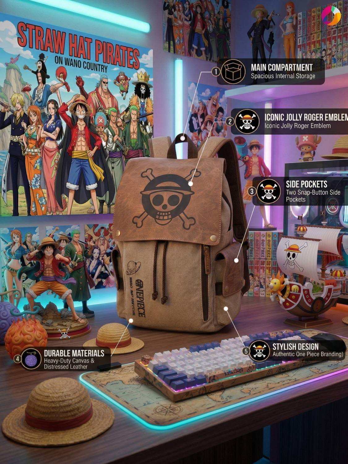 RUVIDO CASO One Piece Anime Backpack - Image 3