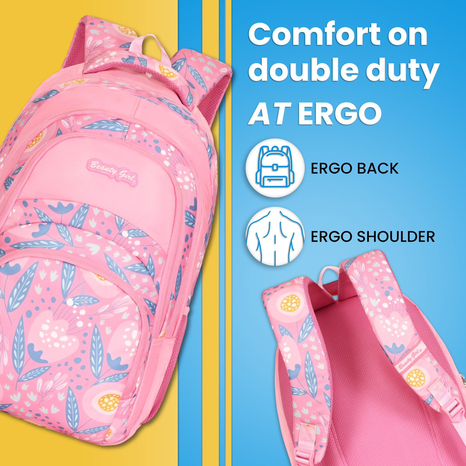 Image of BEAUTY GIRLS BY HOTSHOT|SCHOOL&TUTION BAG|COLLEGE BACKPACK|LARGE SIZE|19 IN|GIRLS & WOMEN School Bag