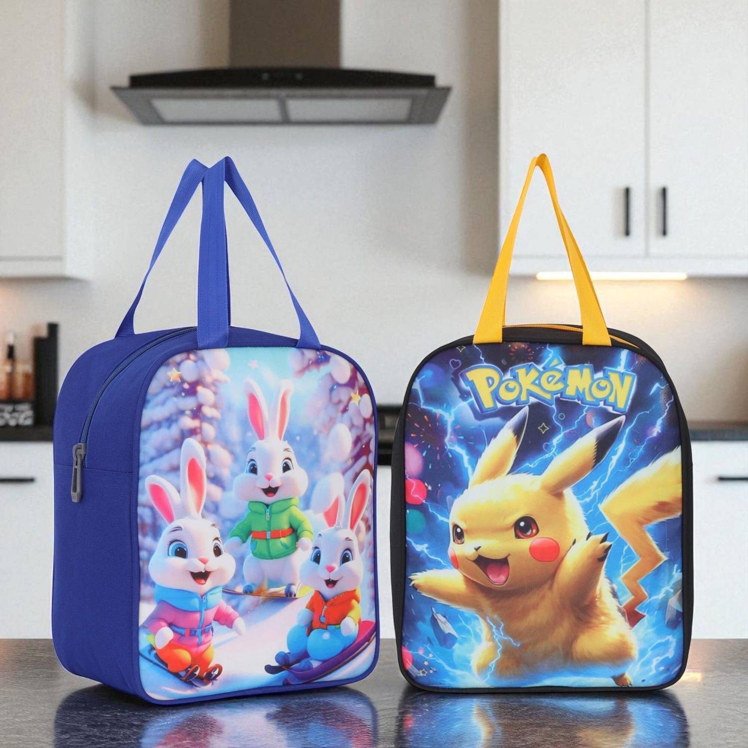Alexon Lunch Bag for school & Picnic Girls & Boys Pokemon And Panda combu Waterproof Lunch Bag