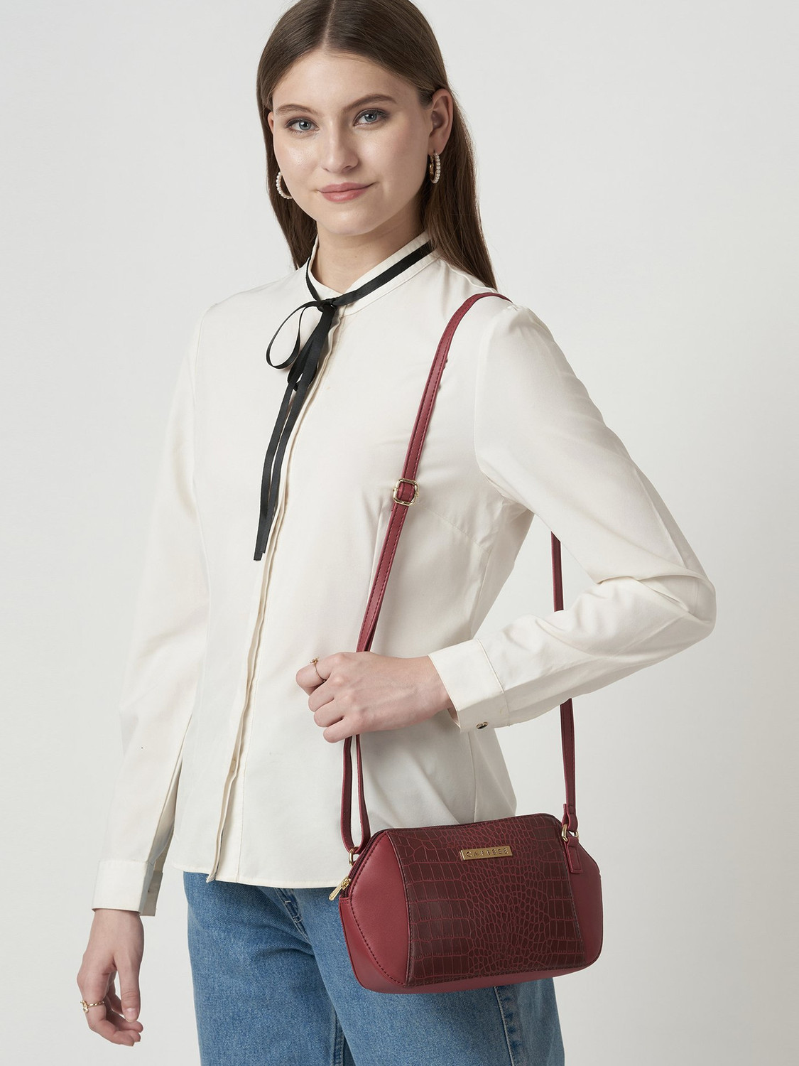 Image of Caprese York Sling Small Cherry Red Bag for Women Sling Bag