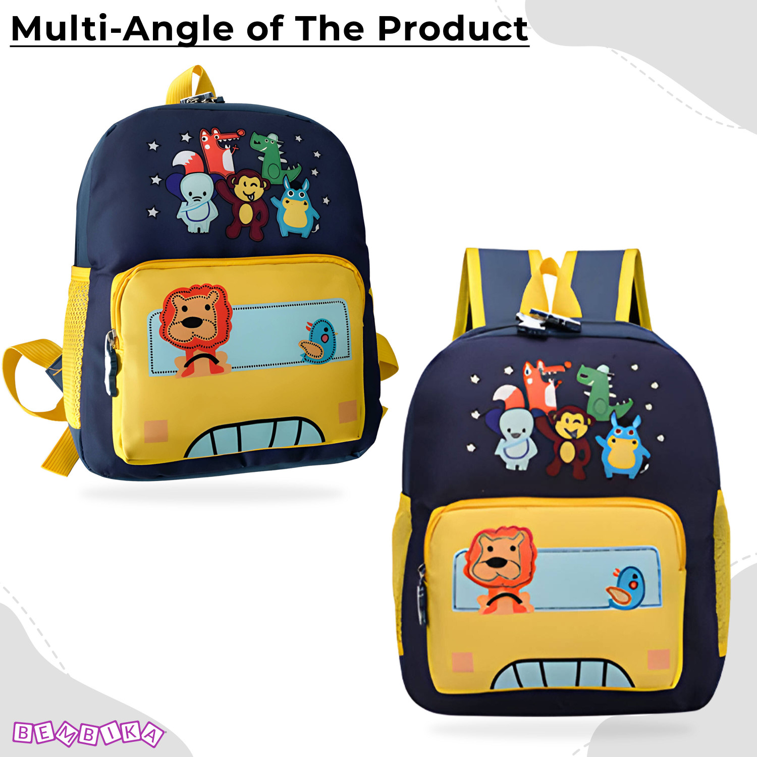 Image of Bembika Kindergarten Cute Cartoon Kids School Bag for Boys and Girls, Toddler- Yellow School Bag
