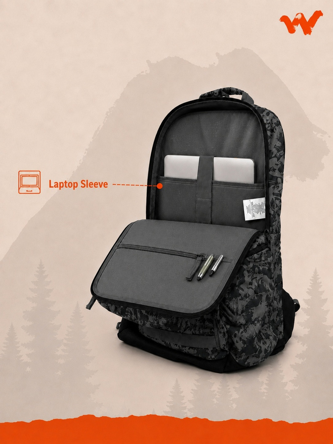 Image of Wildcraft Safara Pro LPBP 35L Camo-Black Waterproof Backpack