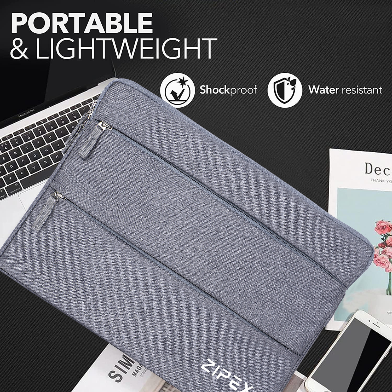 Image of ZIPEX SMARTER 15.6 Inch Laptop Case with Handle & 2 Front Pocket | Waterproof Laptop Sleeve /Cover