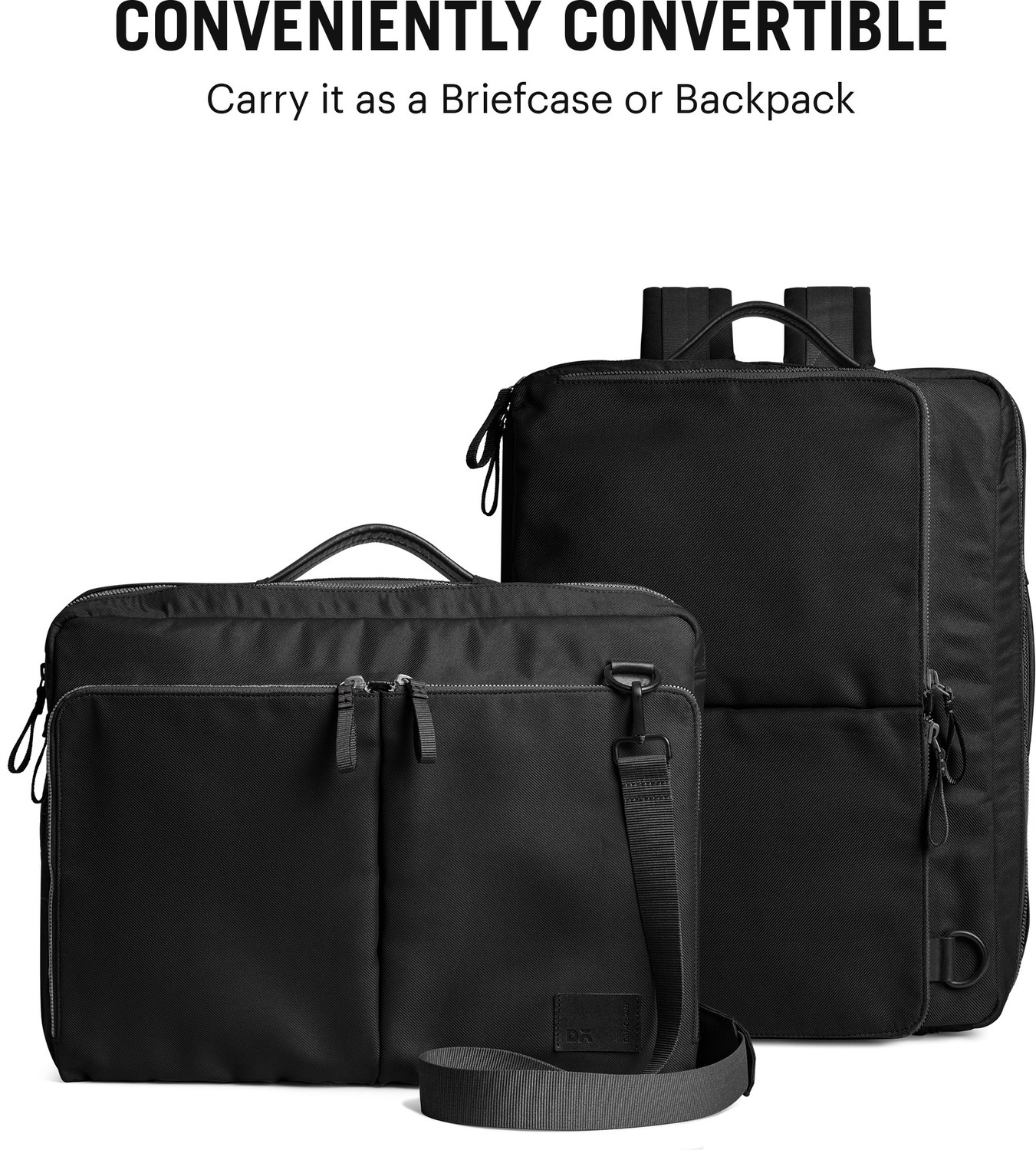 Image of DailyObjects Space Black Meridian Convertible Briefpack Backpack