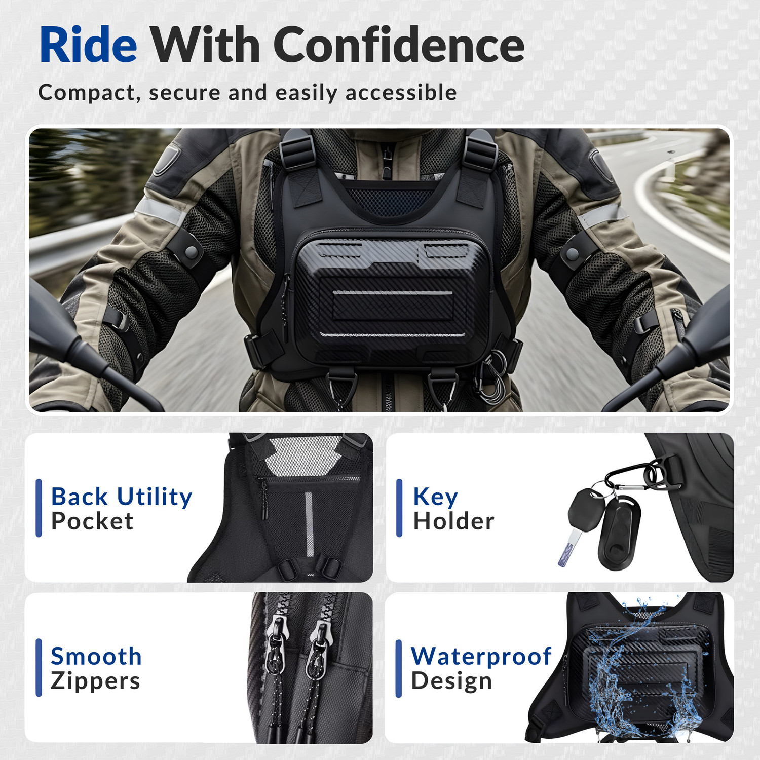 Image of Dr FITZY Tactical Chest Bag For Men, Running, Riding, Hiking, Cycling & Biker Bag Vest Waterproof Multipurpose Bag