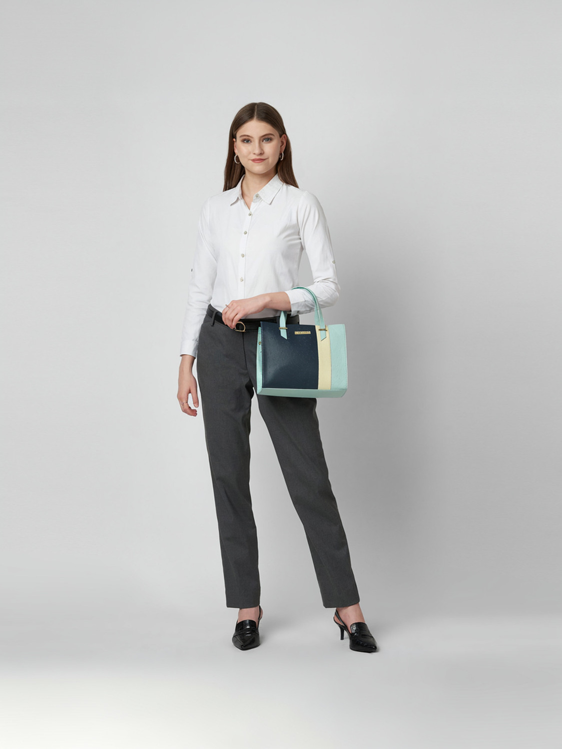 Image of Caprese Birdy Satchel Medium Powder Blue Bag for Women Shoulder Bag