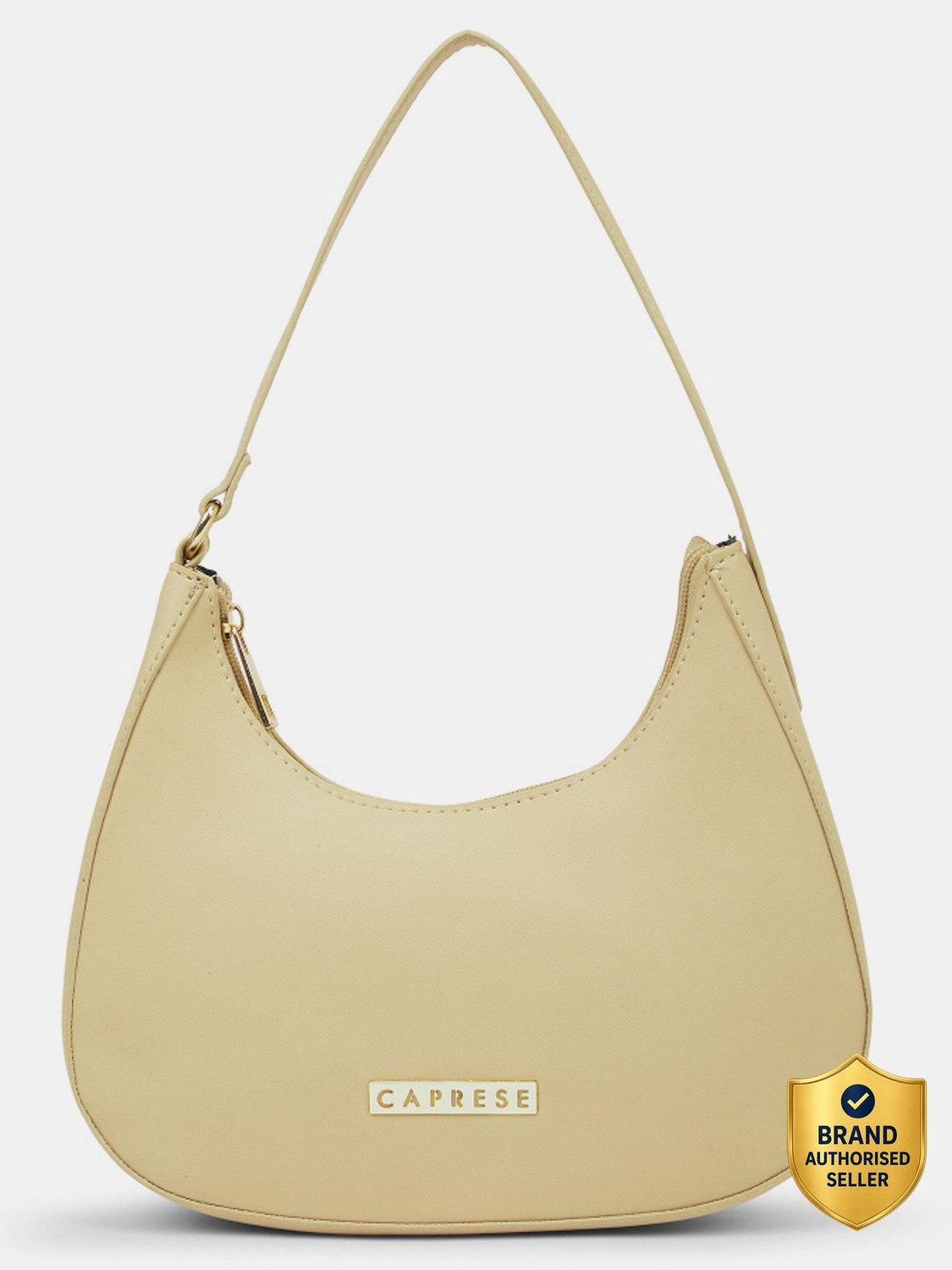 Image of Caprese Beth Baguette Medium Dark Beige Shoulder and Handheld Bag for Women Shoulder Bag