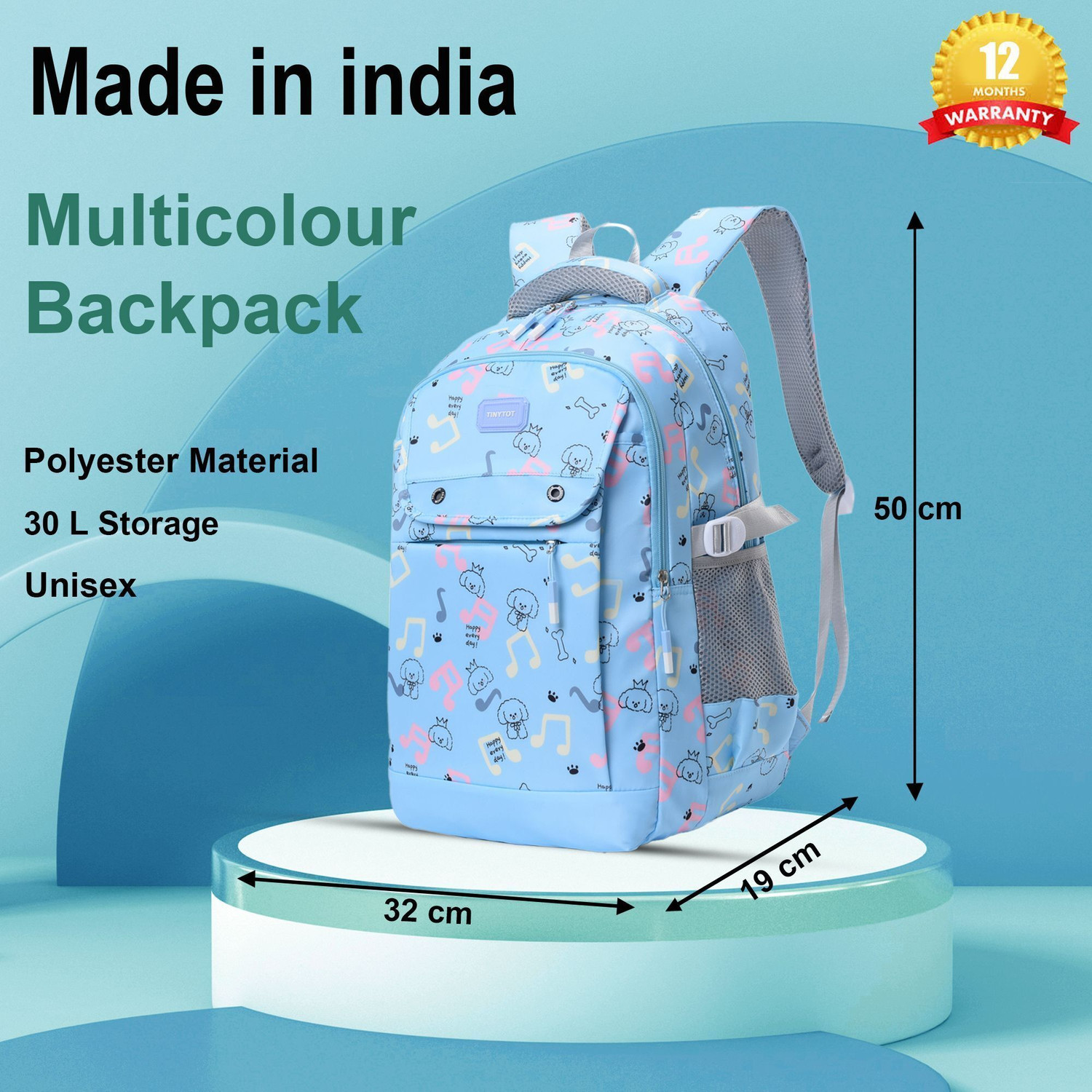 Image of Tinytot SB228 02 Large, 20 Inches, School Collage Backpack for Boys Girls Men & Women Waterproof School Bag