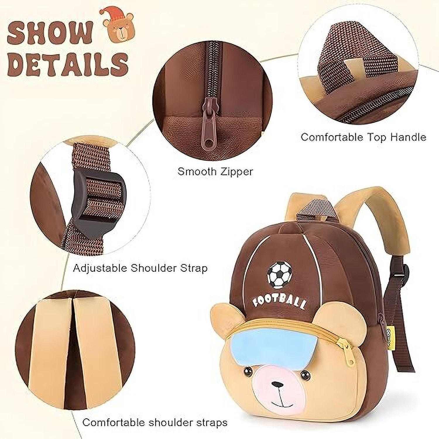 Image of HappyChild Plush Animal Cartoon Mini Backpack Little For Kids 1-6 Years 10 L Backpack