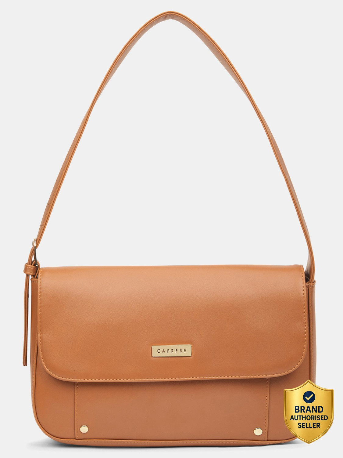 Image of Caprese Clover Baguette Large Tan Handbag for Women Shoulder Bag with Adjustable Strap Shoulder Bag
